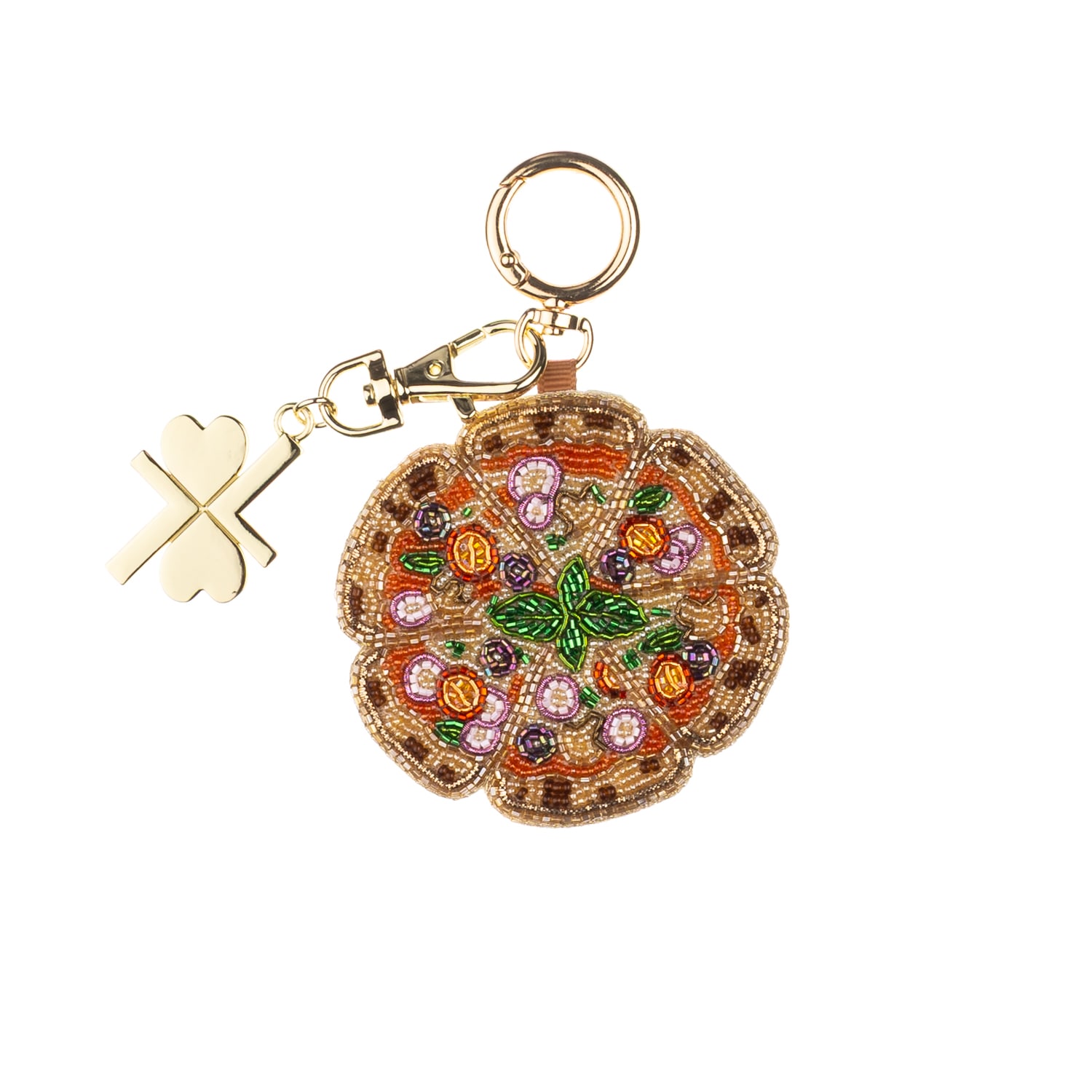 Women's Brown / Gold Laines London X Juliet Sear Pizza Lover Hand-Beaded Bag Charm