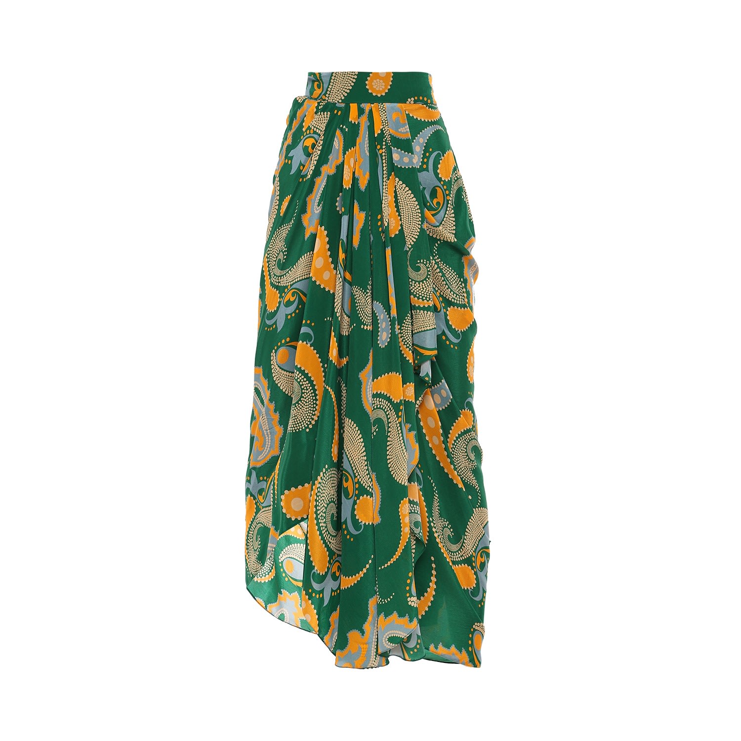 Women’s Green Paisley Draped Skirt Small Style Junkiie