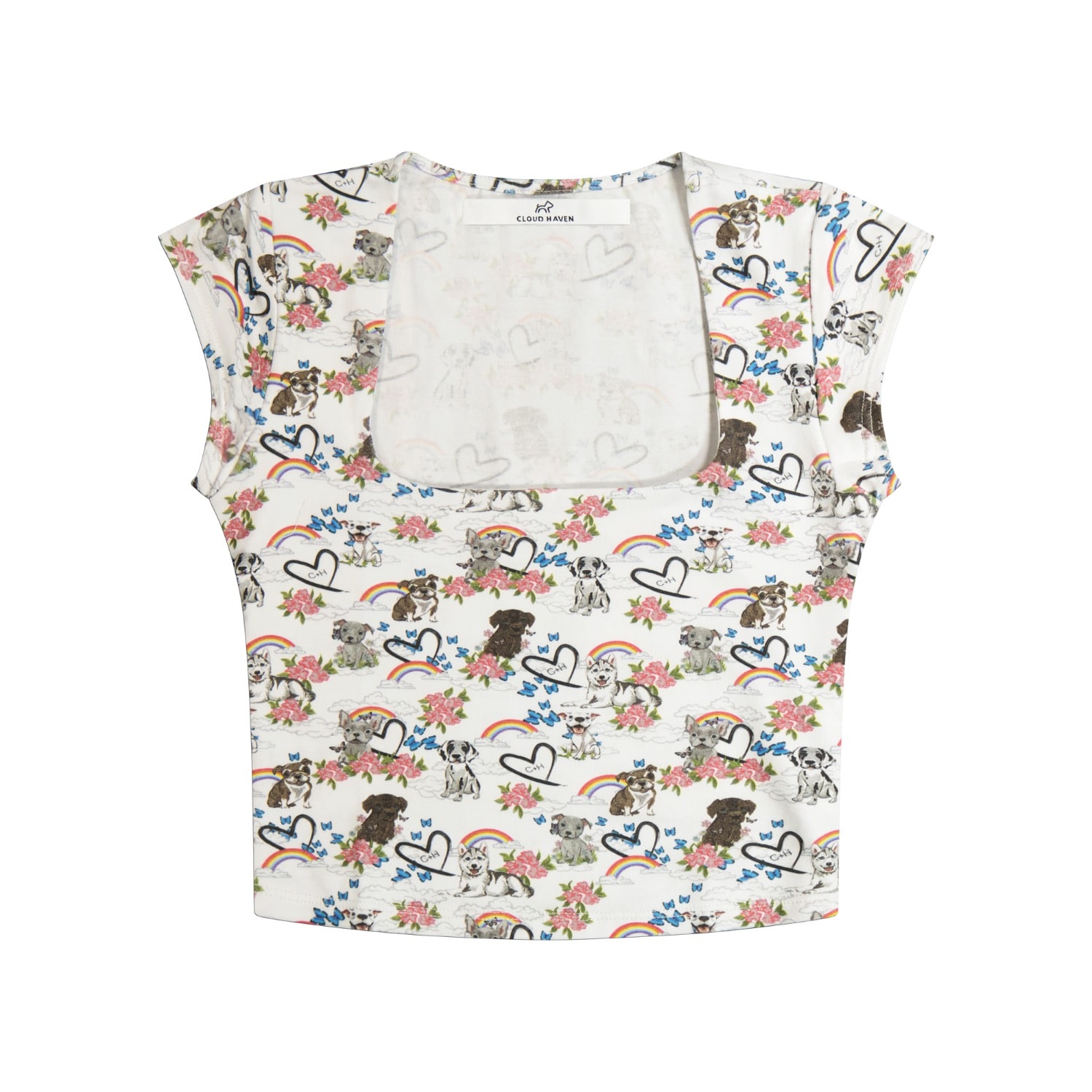 Cloud Haven Women's  Love Them All Square Neck Tee In White In White