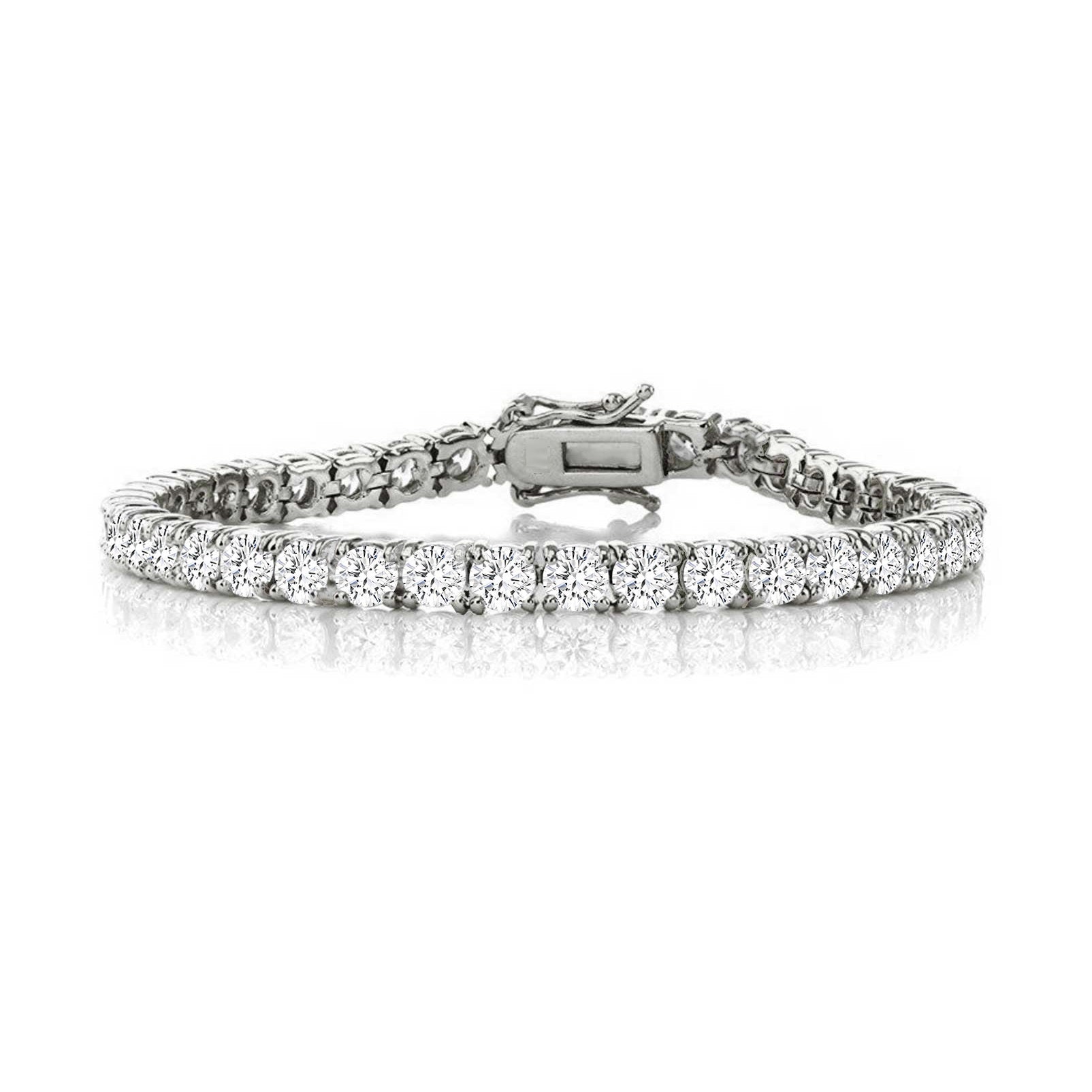Genevive Jewelry Women's Rachel Glauber White Gold Plated Cubic Zirconia Tennis Bracelet In White