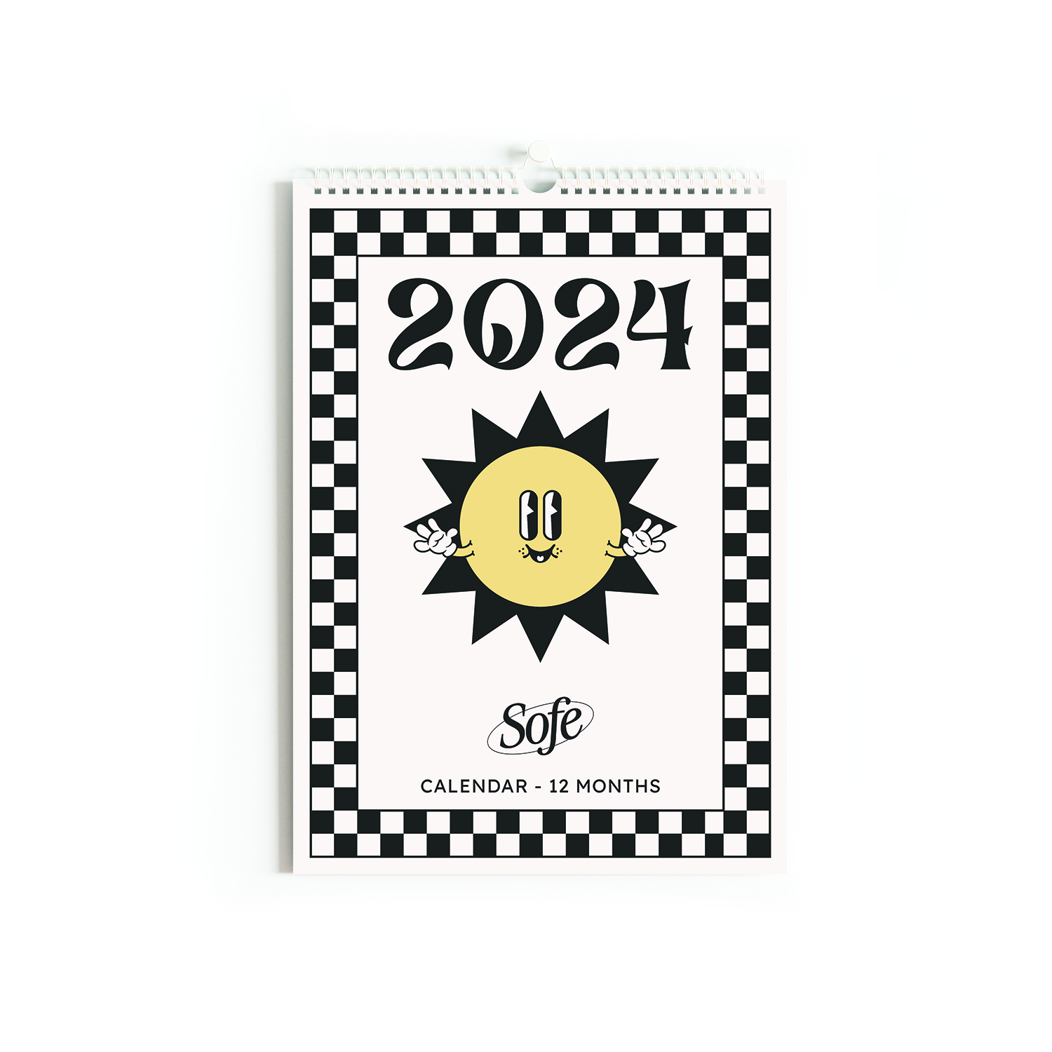A4 Minimal Checkerboard Calendar 2024 SOFE STORE Wolf & Badger