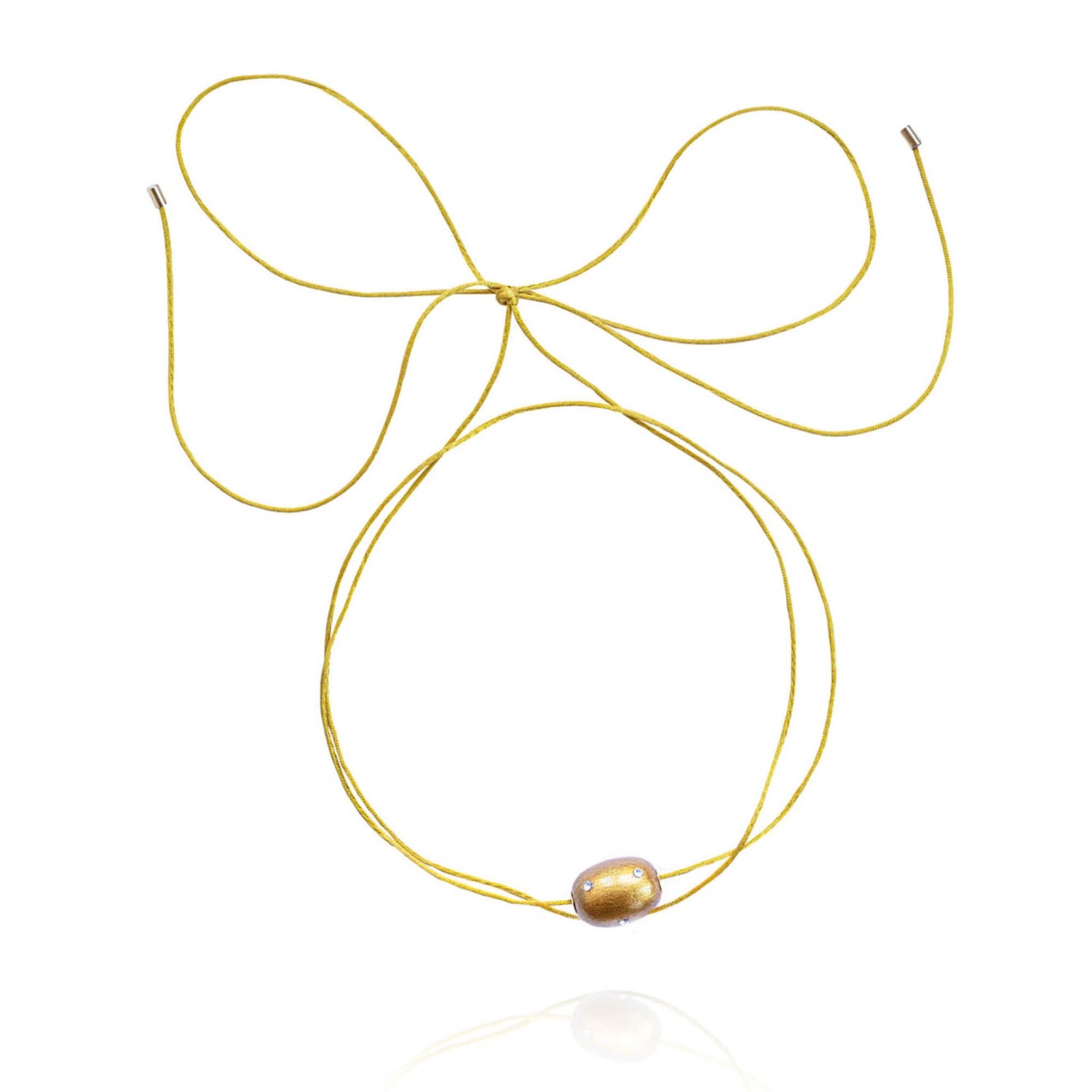 Saule Label Women's Gold Lily Tie Necklace In Jet Ray In Gray