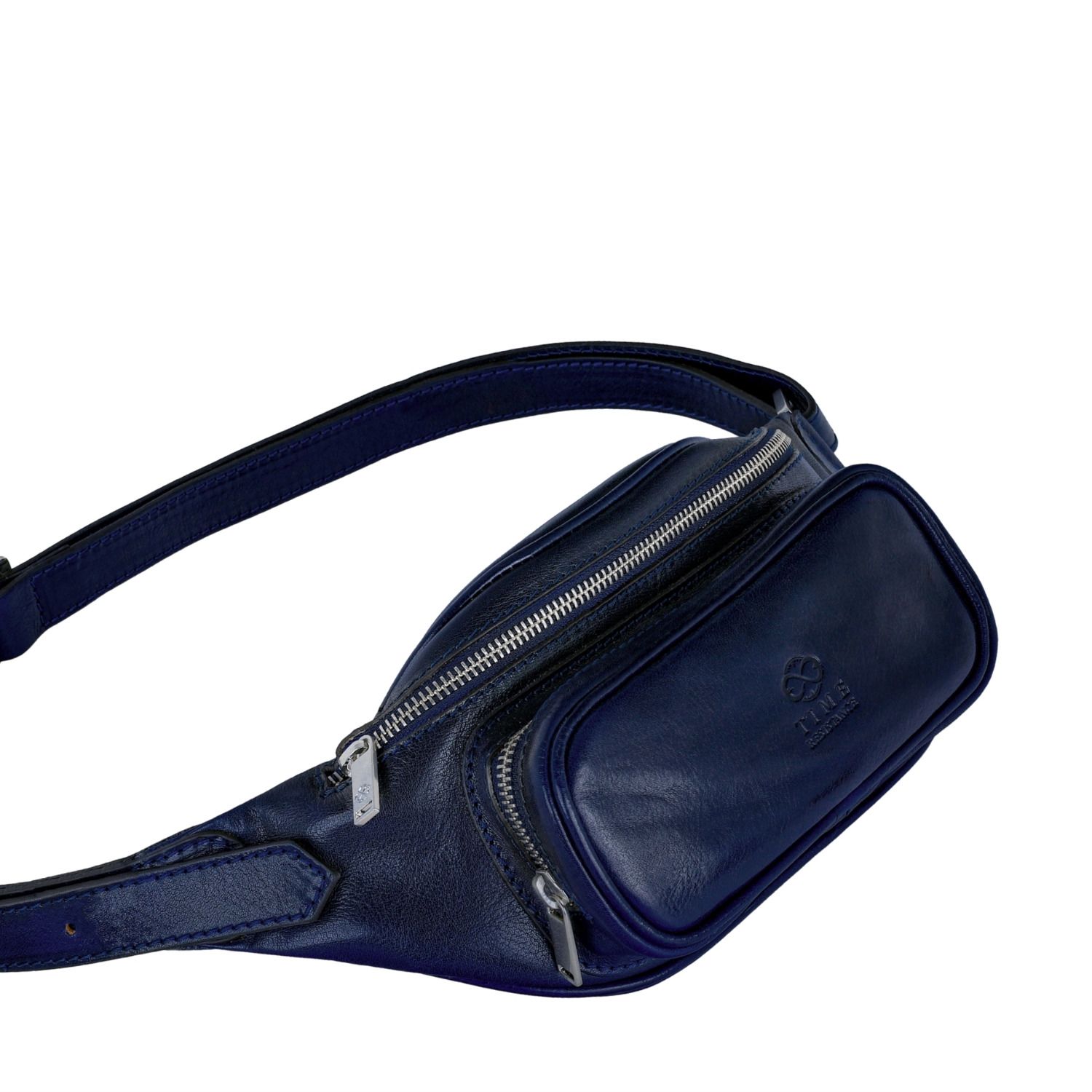 Men's Leather Sling Bag Belly Bag In Blue - Independent People | One Size | Time Resistance