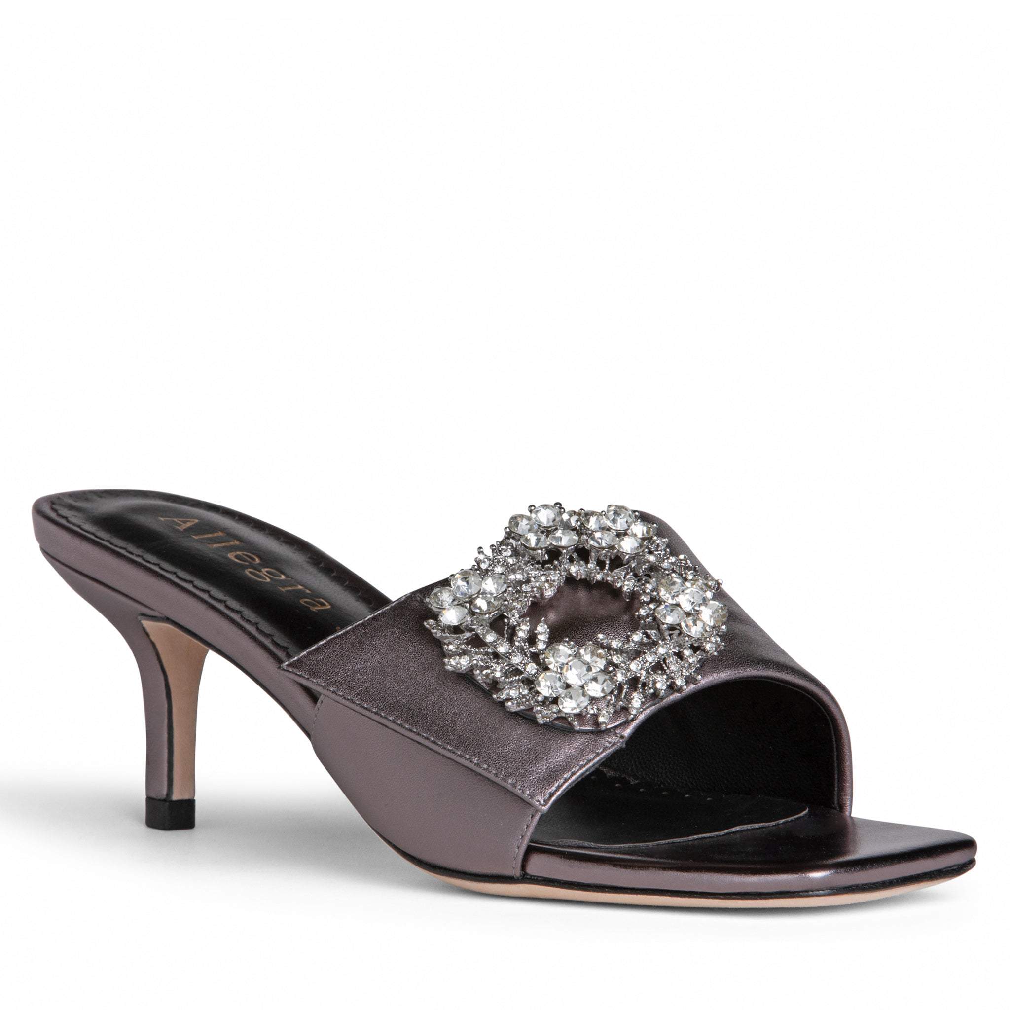 Allegra James Harper Kitten Heel Sandal In Silver