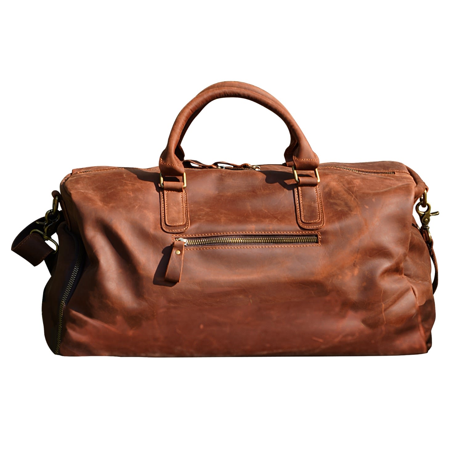 Touri Men's Genuine Leather Gym Bag With Shoe Storage - Russet Brown In Brown