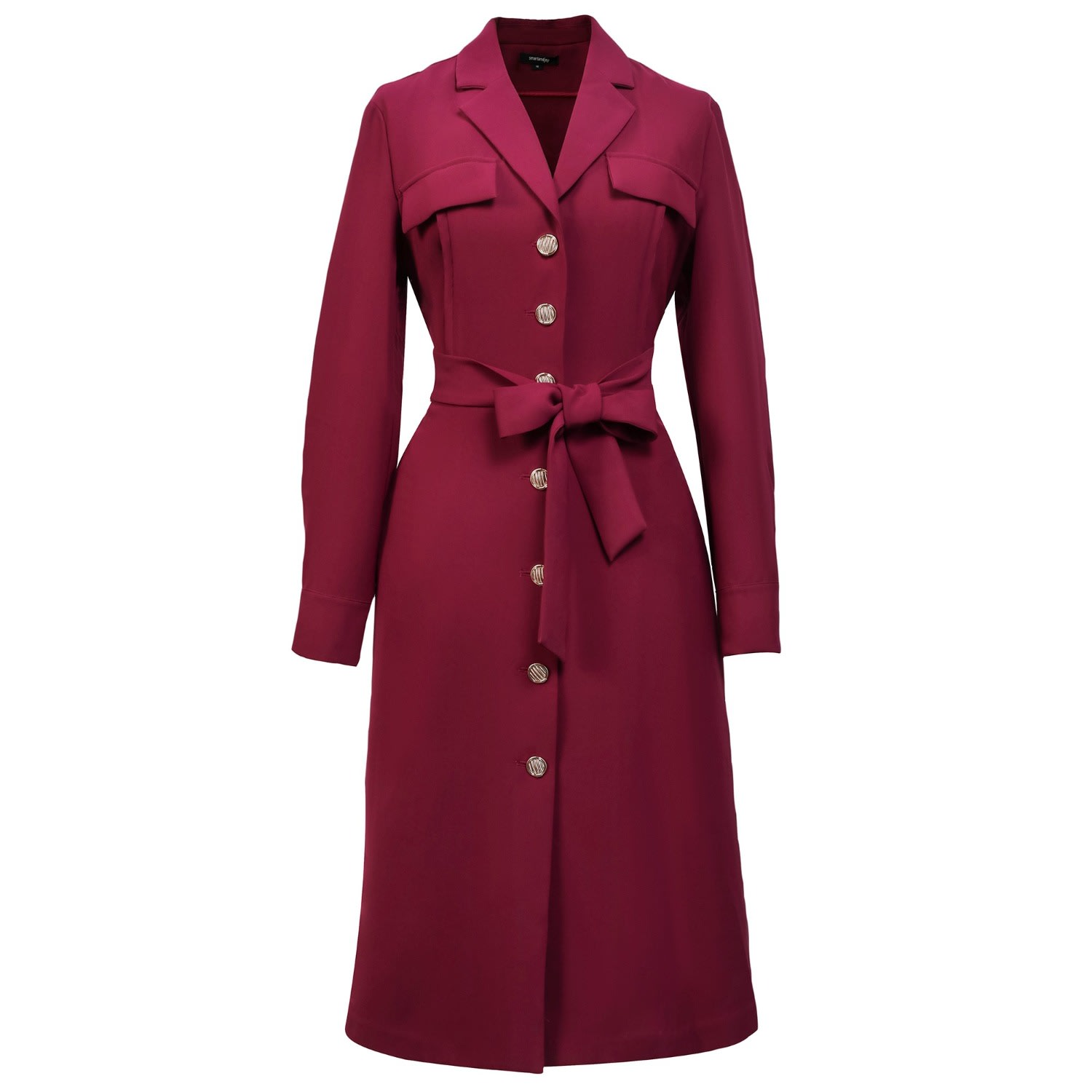 Smart And Joy Women's Red Minimalist Safari Style Dress - Burgundy In Red