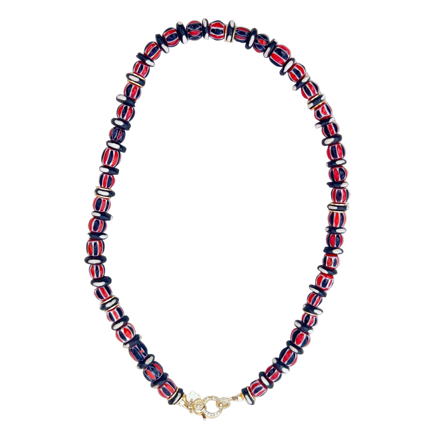 Taylor Reese Women's Black / Red Painted Stripe + Bone Necklace In Multi