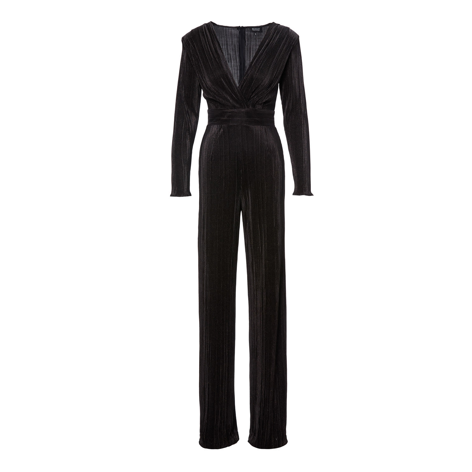 Bluzat Women's Black Maxi Jumpsuit With Gold Details In Black