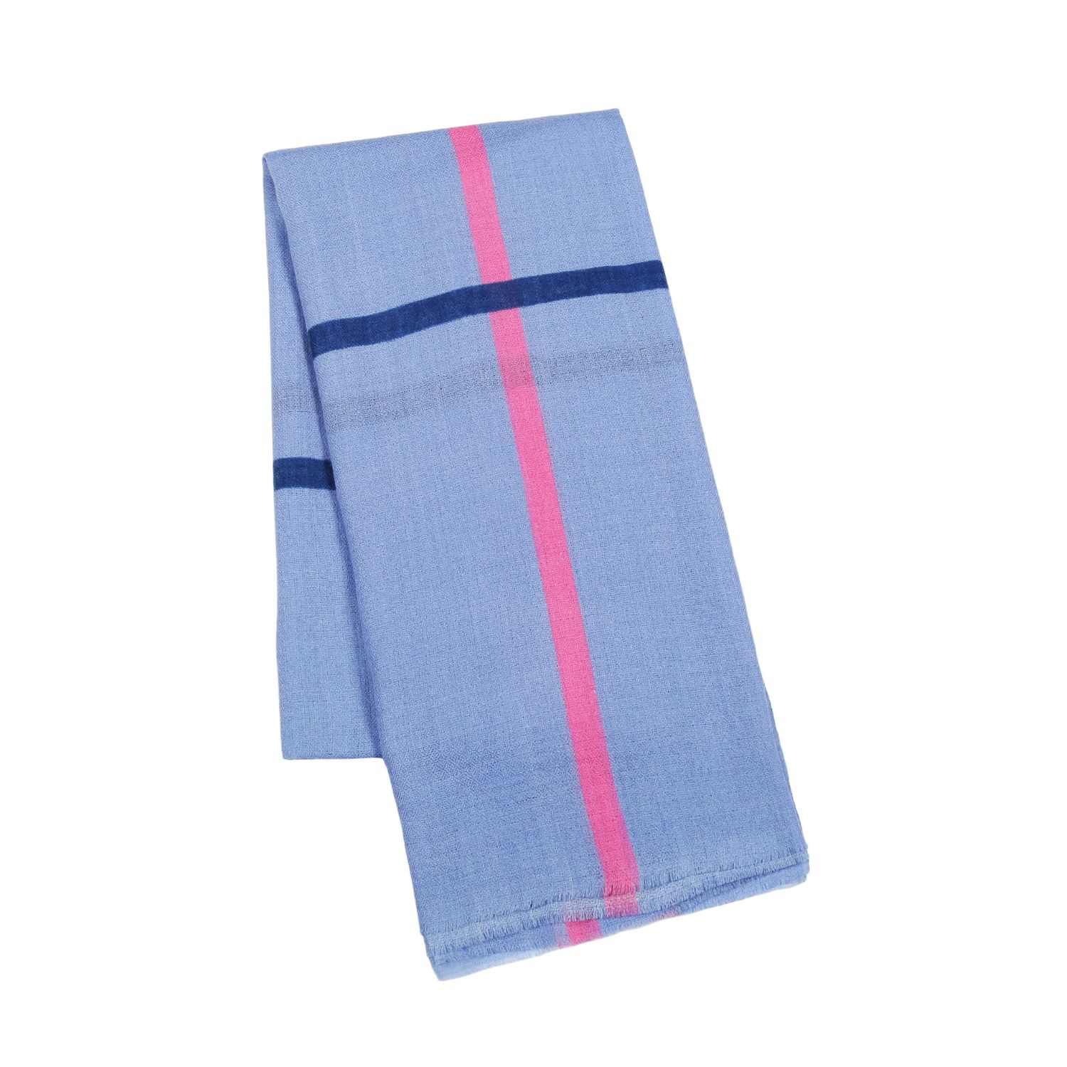 Women's Handpainted Light Blue Wool Silk Scarf | Heritagemoda