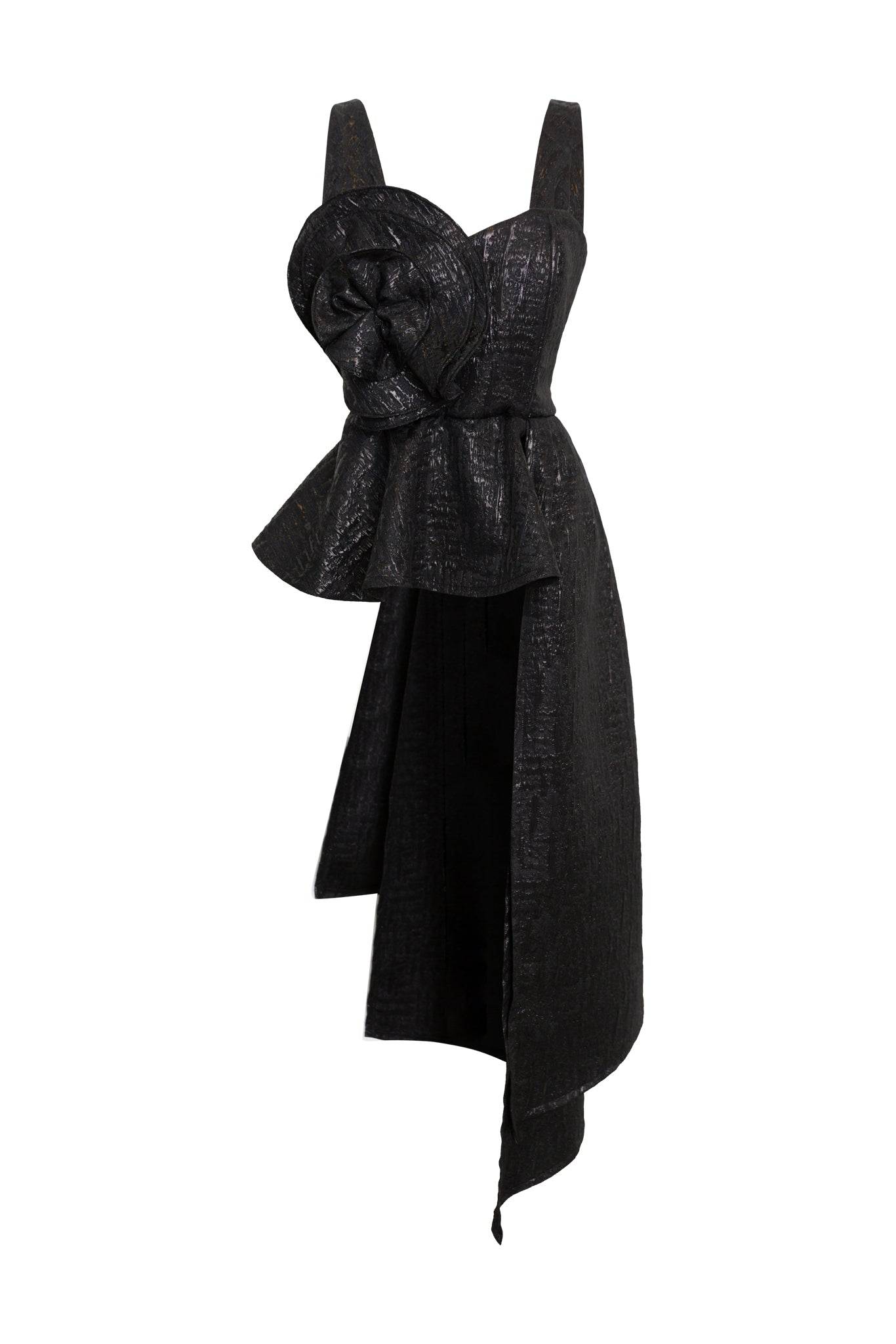 Women's Fleur Peplum Top In Turandot Black | Xl/Xxl | Byvinnik
