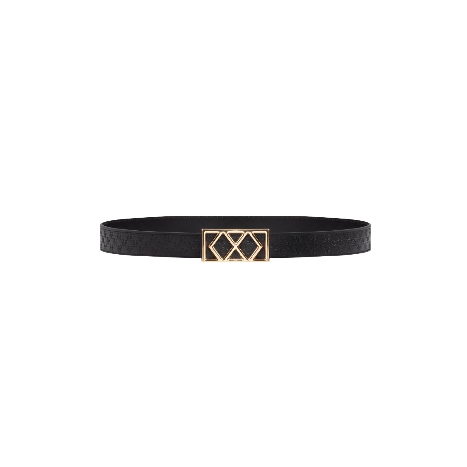 Place Of Elms Men's Black Double Diamond Reversible Leather Belt In Gold In Black