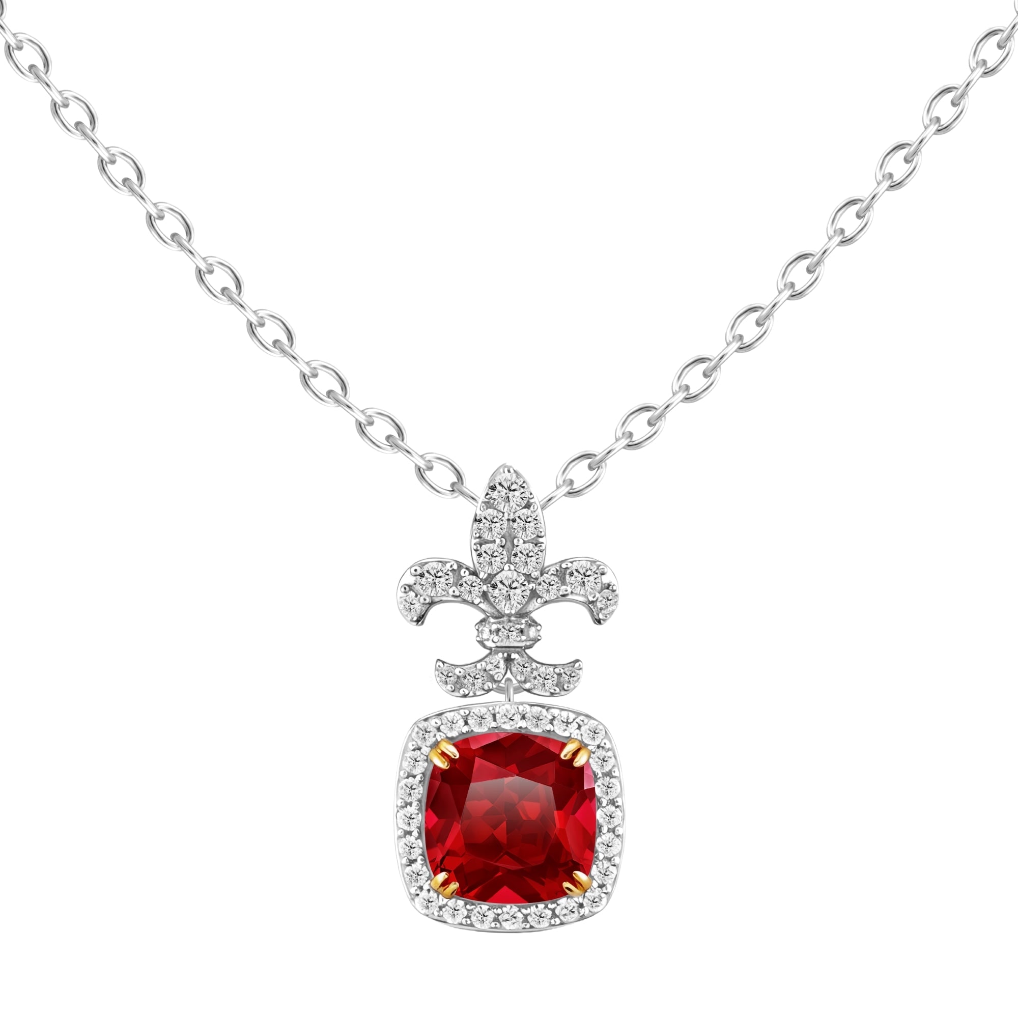 Artē Madrid Women's Red Casa Real Fleur-de-lis Necklace
