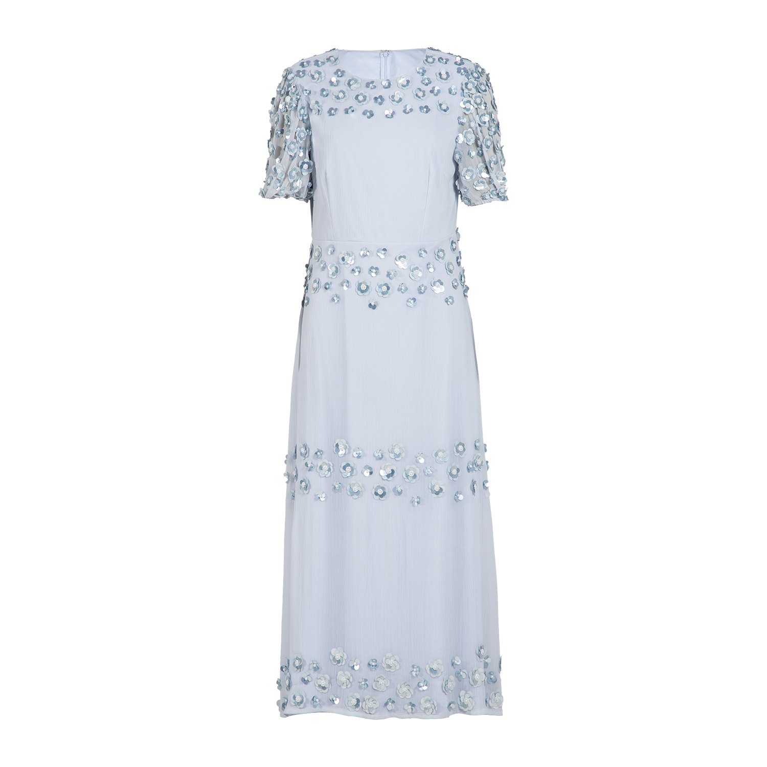Rose & Nancy Women's Morena Soft Blue Hand Embellished Midi Dress