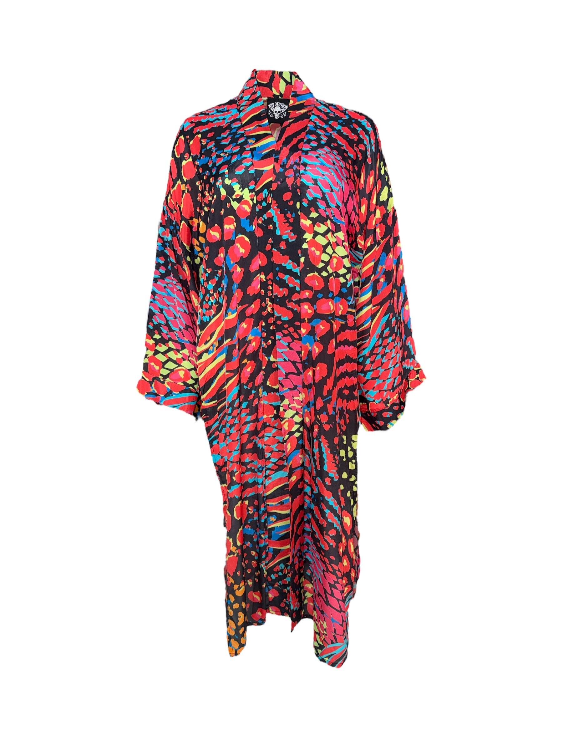 Any Old Iron Women's Black / Red Multicolor Neon Animal Duster In Black/red