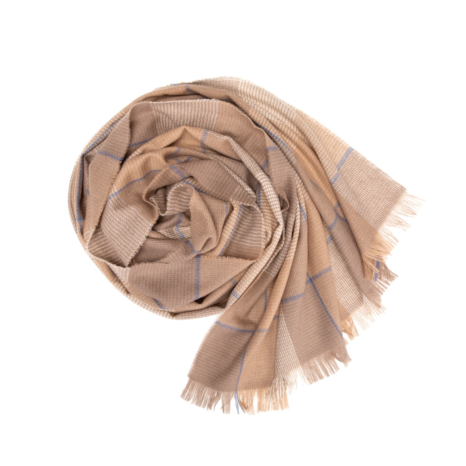 Women’s Neutrals / Blue Talisker Shaded Natural Cashmere Scarf Kinalba