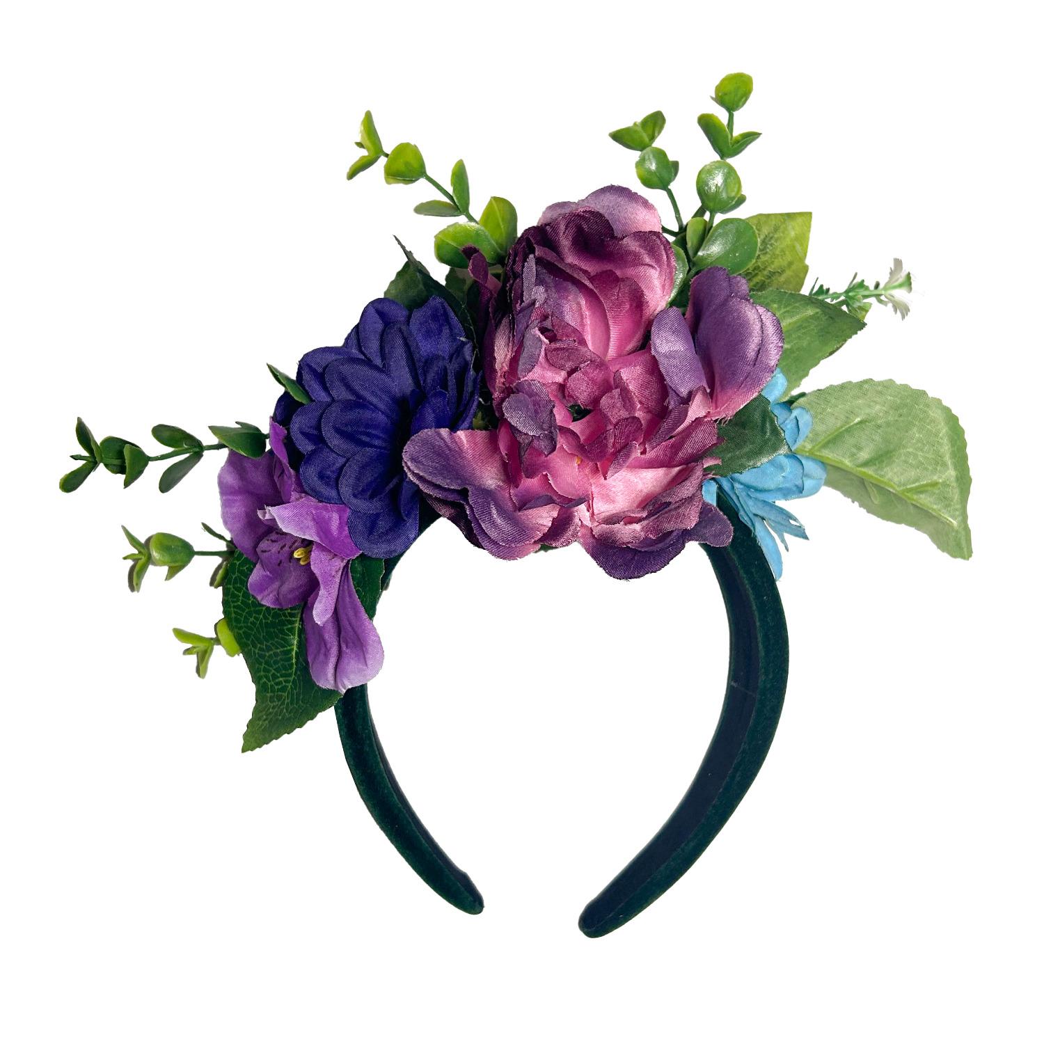 Women's Green / Purple Sylvana Velvet Flower Headband | One Size | Natalia Petruch
