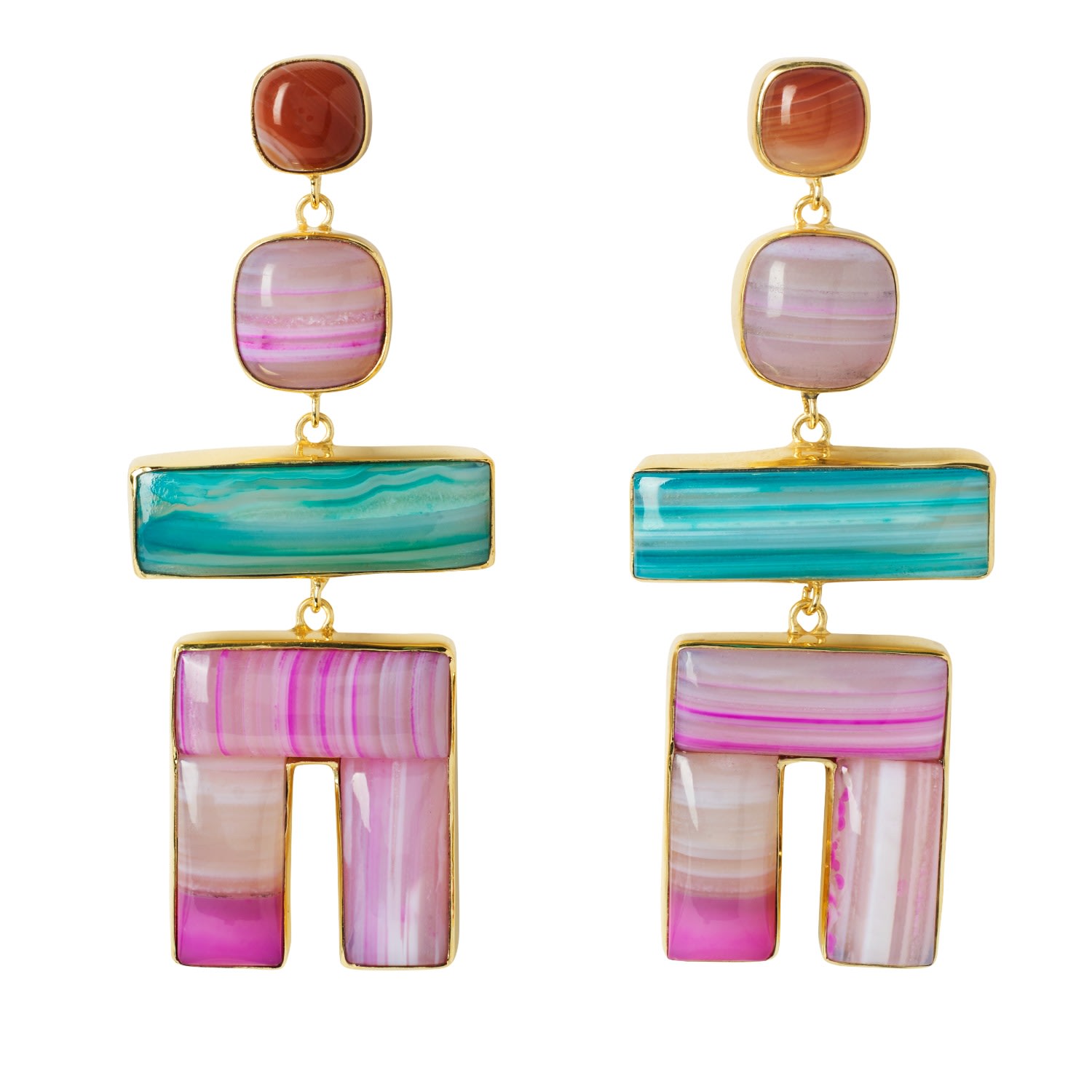 Women’s Gold ’Spring Candy’ Gemstone Statement Earrings Yaa Yaa London