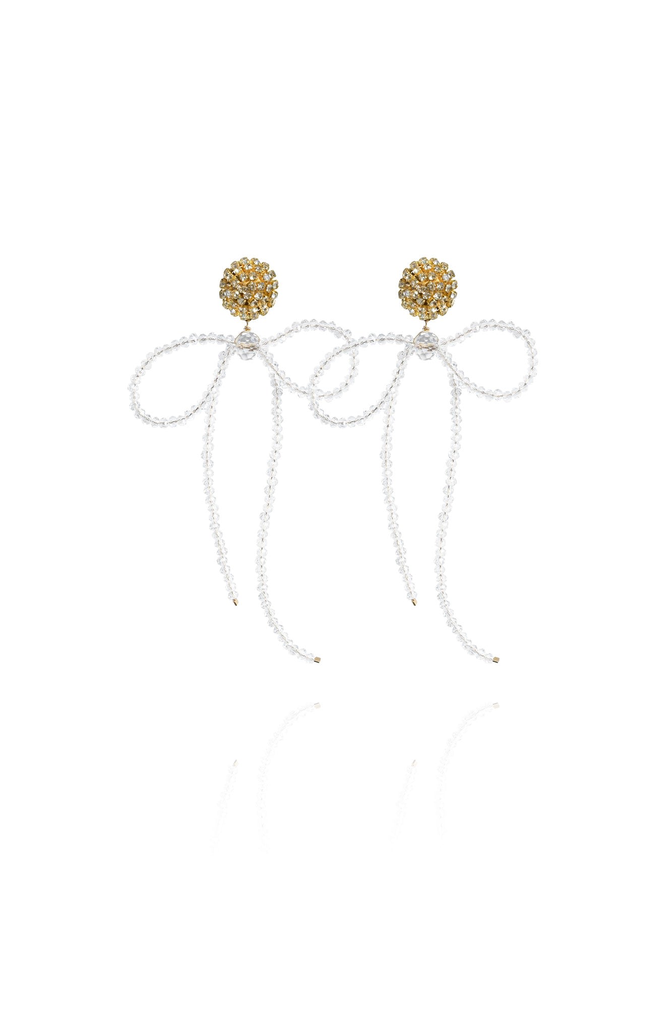 Women’s White / Gold Lucia Earrings In Crystal Dream Saule Label