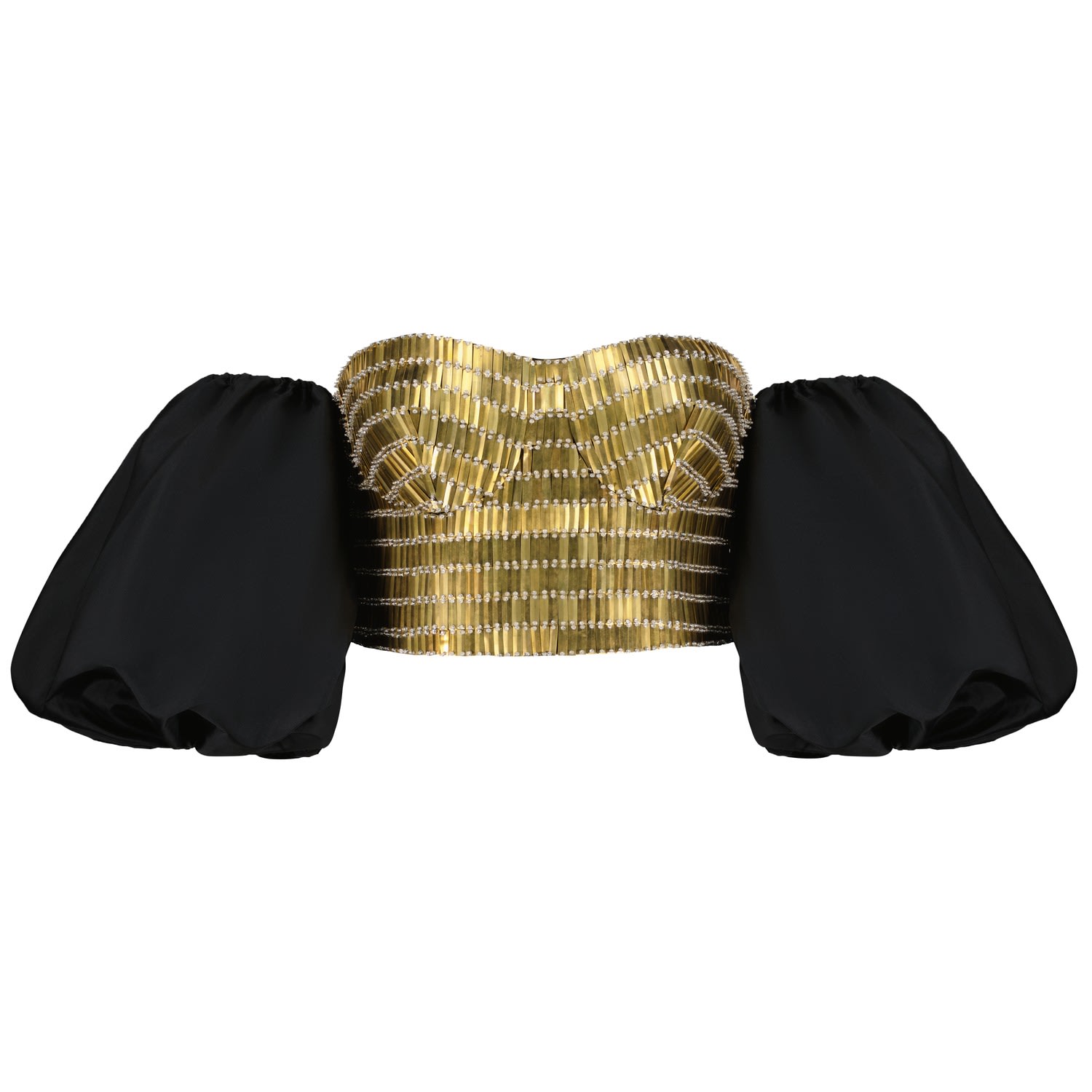 Women’s Fully Embroidered Bustier With Metal Embellishment And Crystals Medium Azzalia