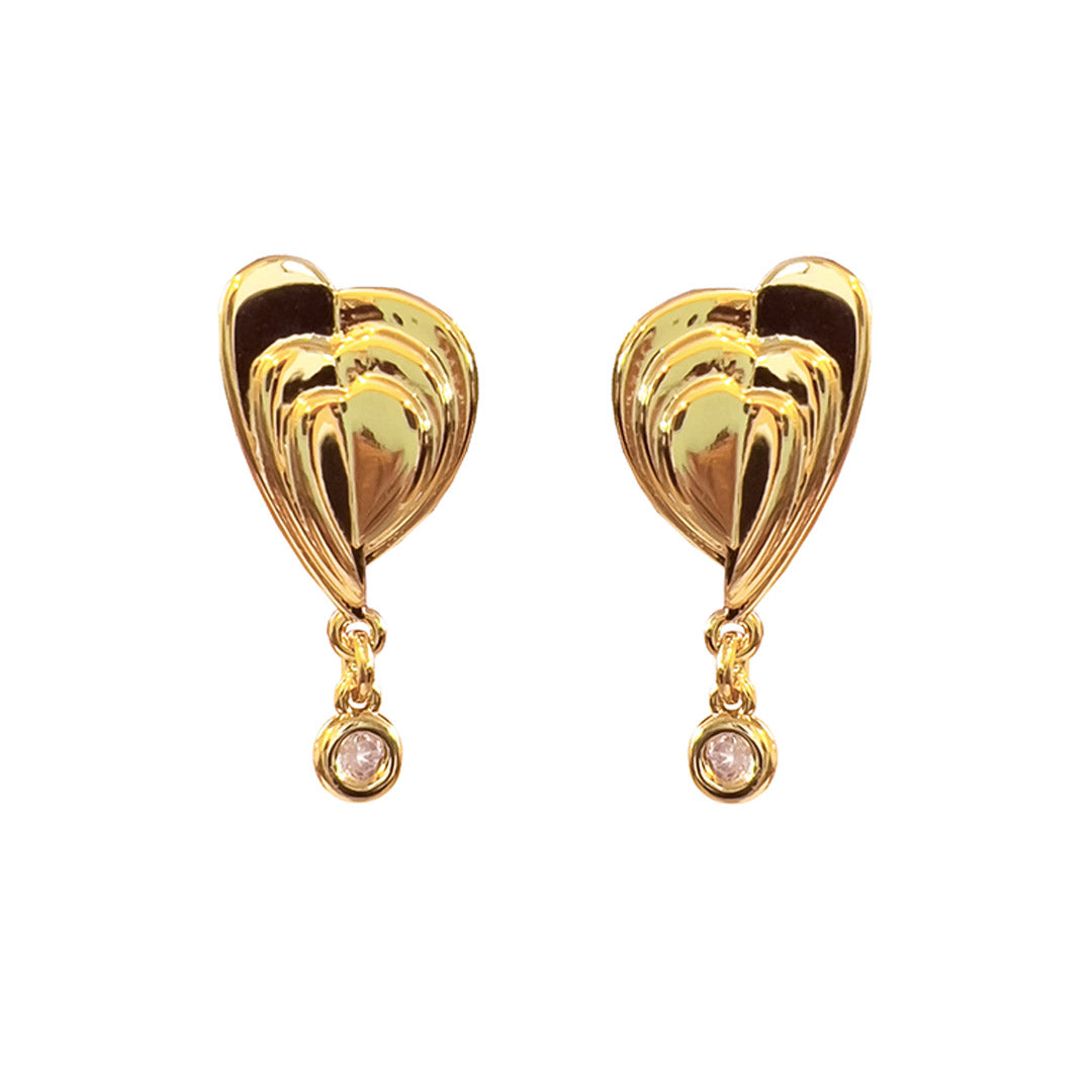 Women’s Gold Callypso Stacked Heart Post Earrings Syd and Pia Nyc