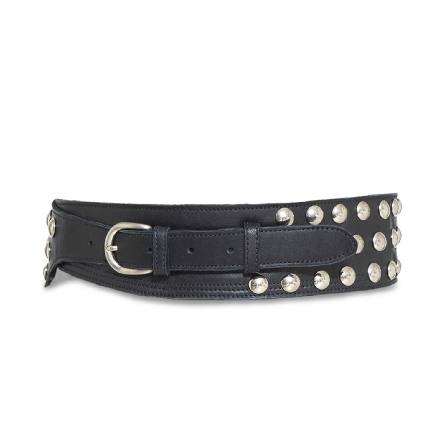 Women’s Black / Silver Wide Black Belt With Silver Studs XXL Juan-Jo