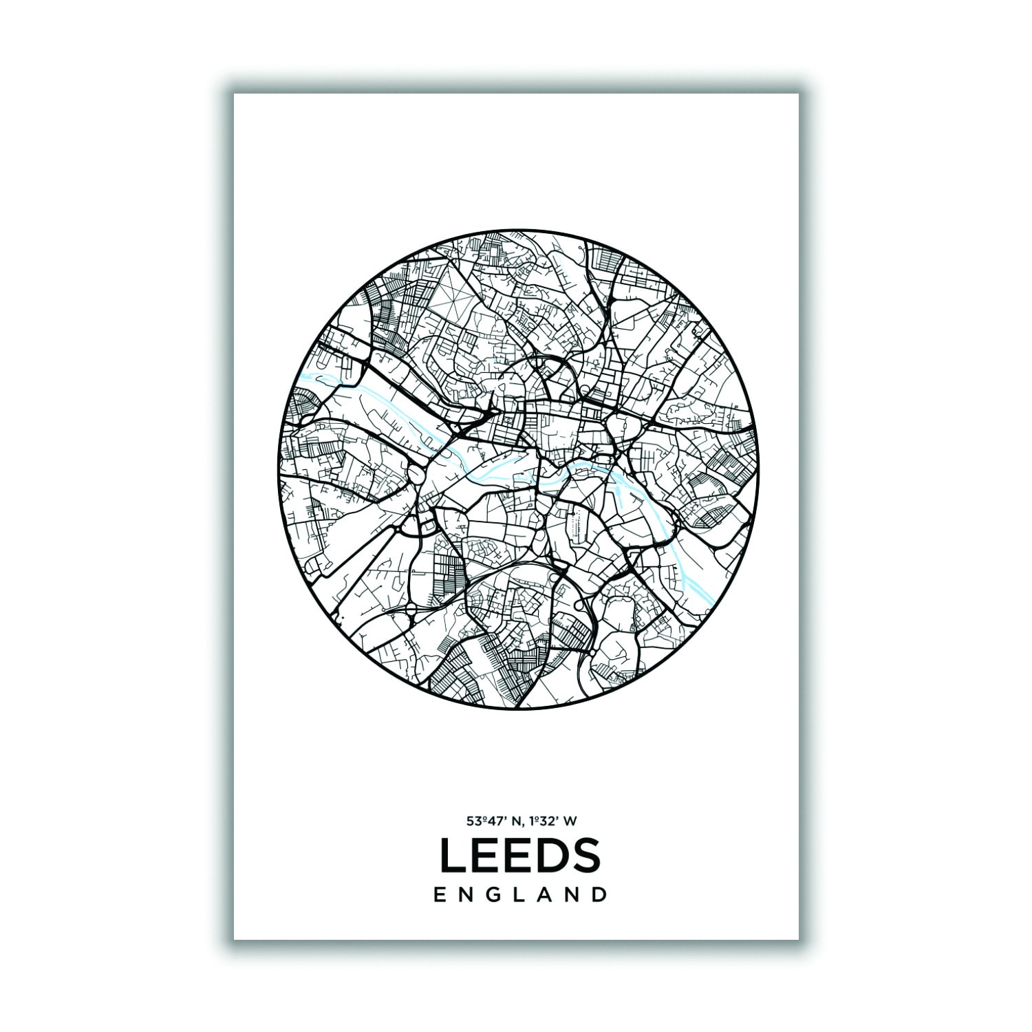 Black Map Of Leeds Xxs Stanley Print House