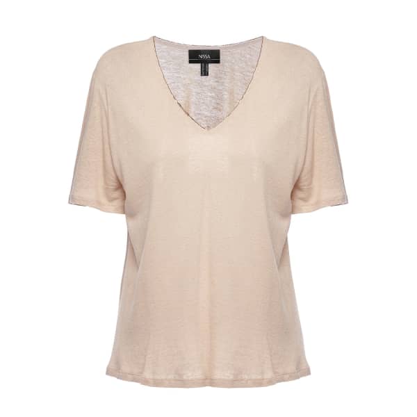 NISSA V-NECK LINEN TOP