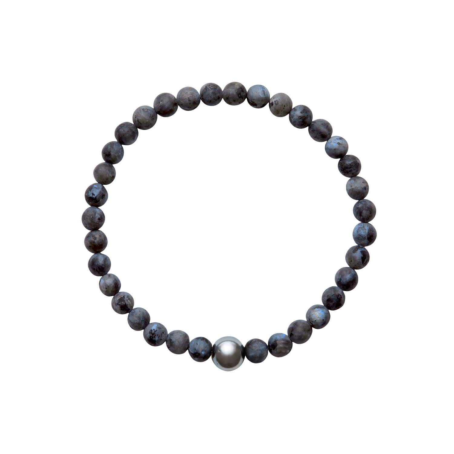 Black / Blue / Grey Aro Men’s Tahitian Pearl & Larvikite Bracelet Ora Pearls