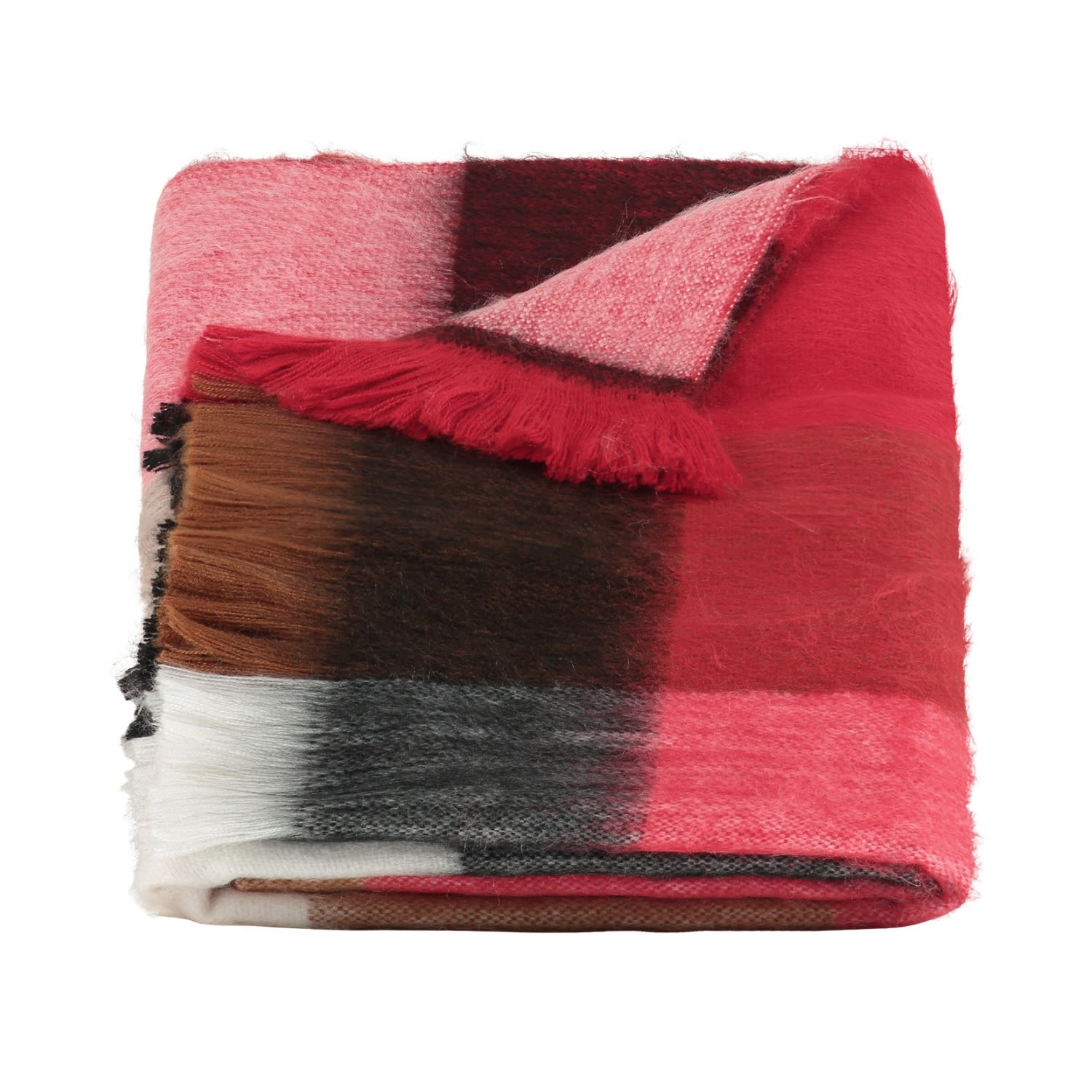 Alpaca Loca Women's Red / Black / Neutrals Scarf, Shawl Blocked Red Black & Naturals - Alpaca Wool In Multi