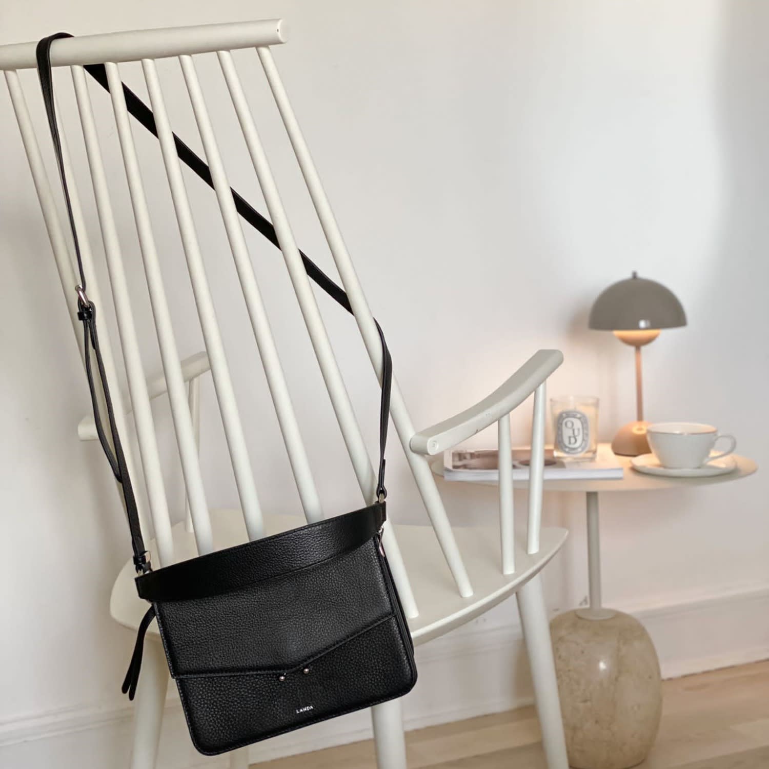 Teca Black Silver Hardware Two Straps LANDA Wolf Badger
