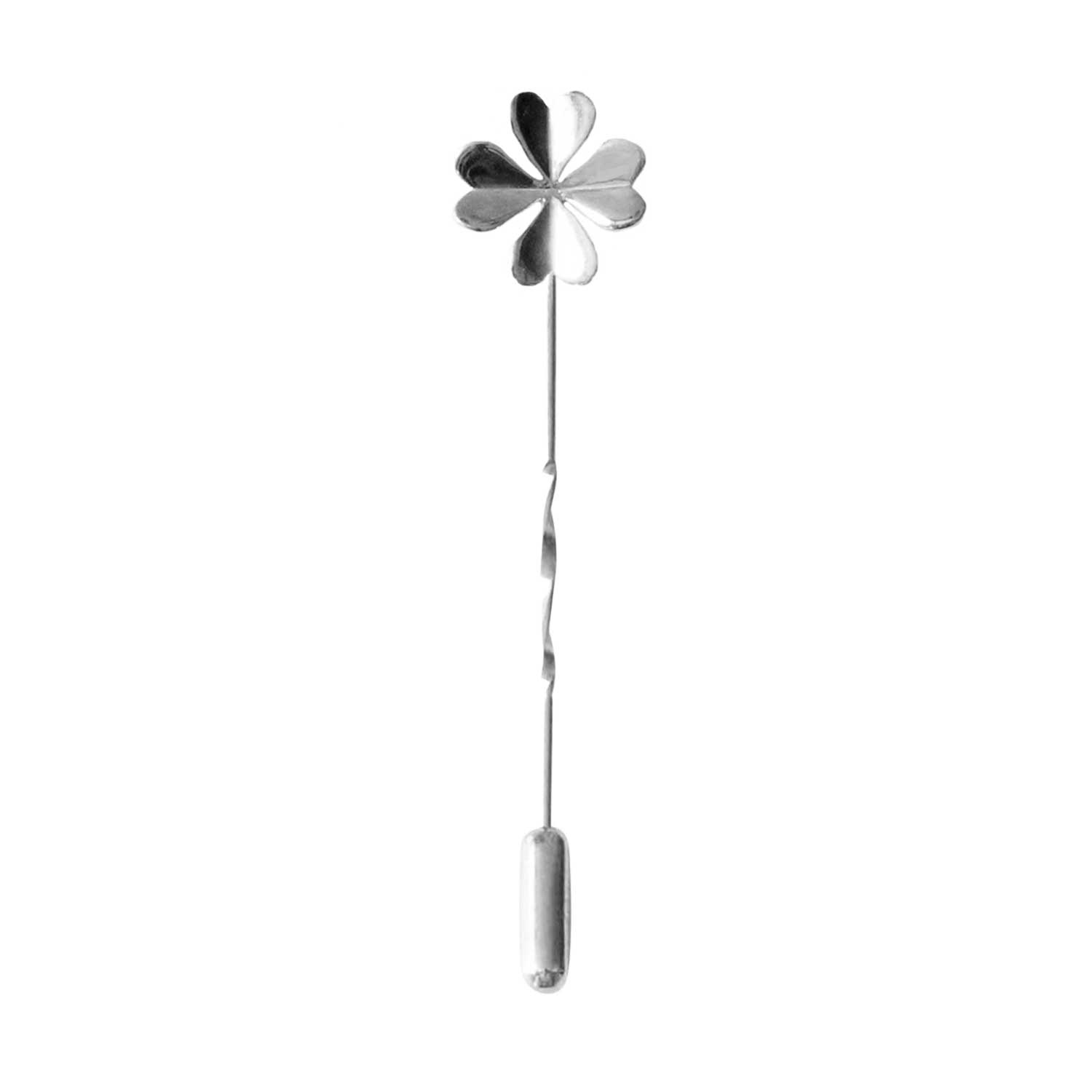 Lee Renee Men's Lucky Clover Tie Pin/ Twist Tie Pin– Silver In Silver