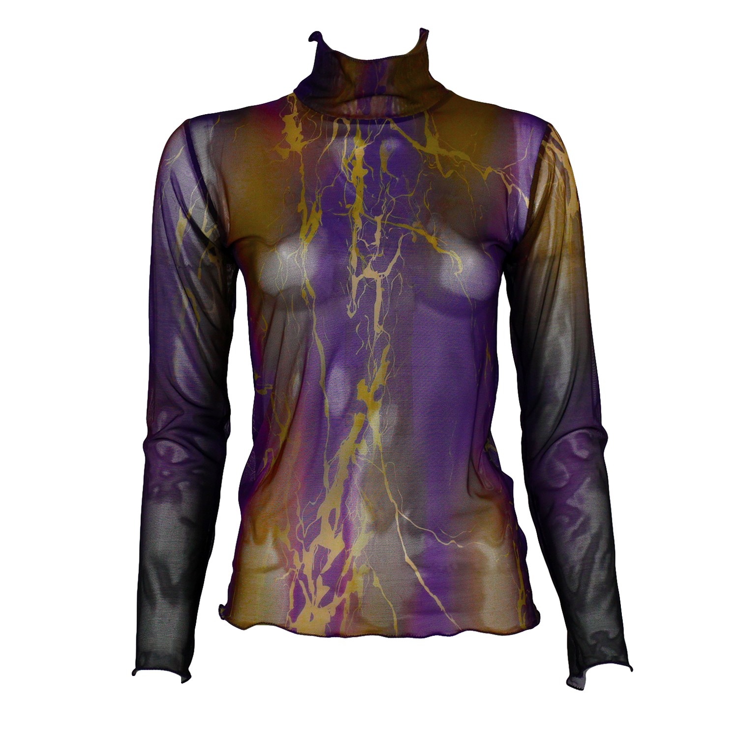 Lalipop Design Women's Abstract Printed Semi-sheer Tulle Top