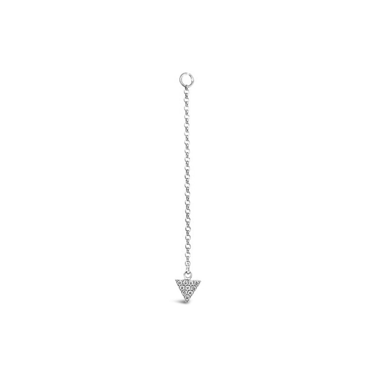 Lutiro Women's Silver Single Earring Triangle Cz Charm With Chain In Silver