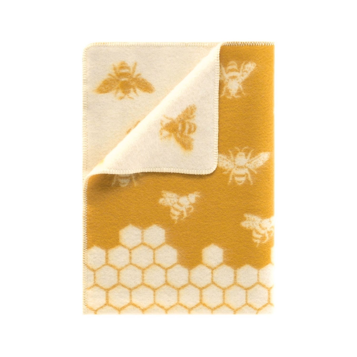 J.j.textile Yellow / Orange / White Bee Small Wool Blanket