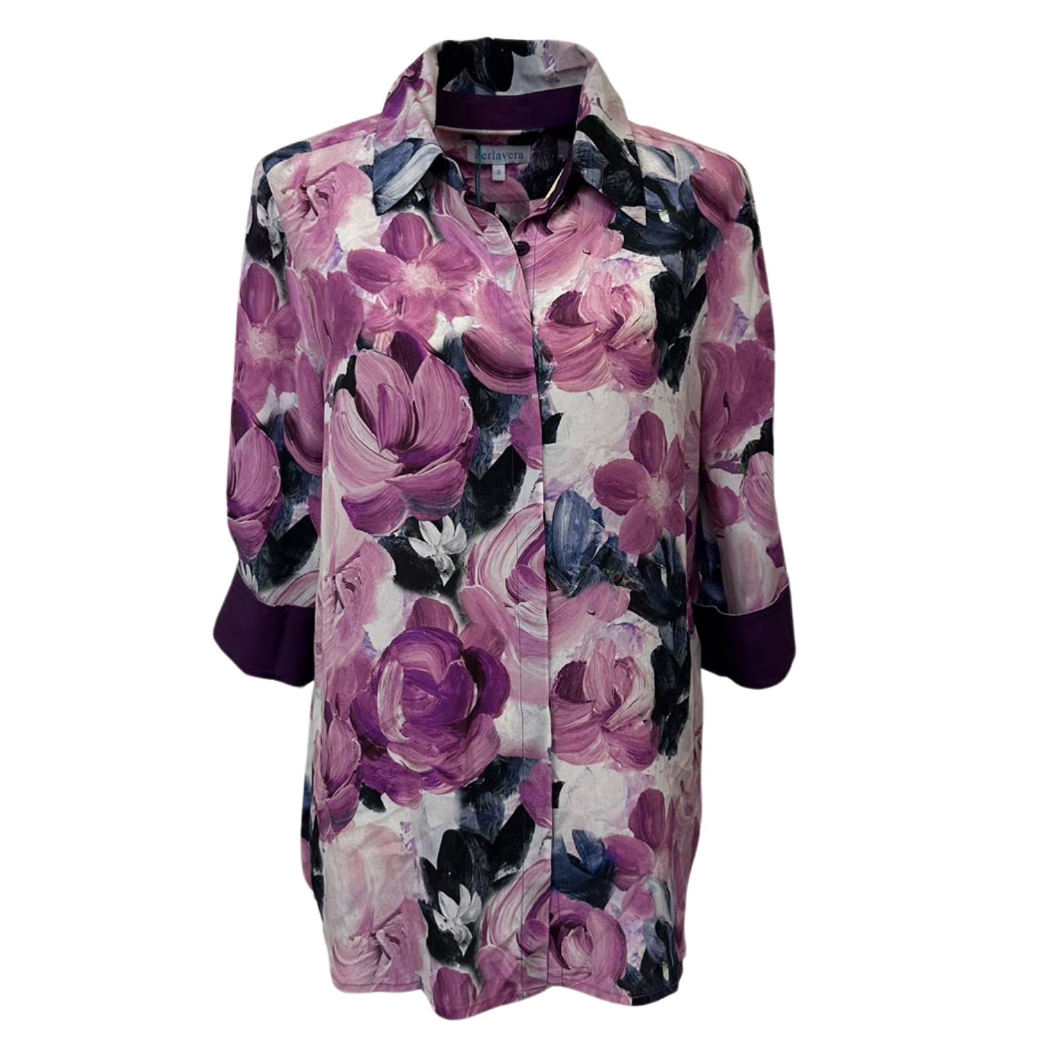 Perlavera Women's Pink / Purple Milo Cosmos Violet Silk Blouse In Pink/purple
