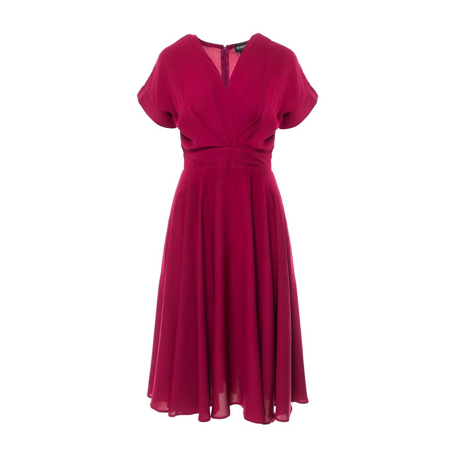 Fuchsia Midi Cocktail Dress | BLUZAT ...