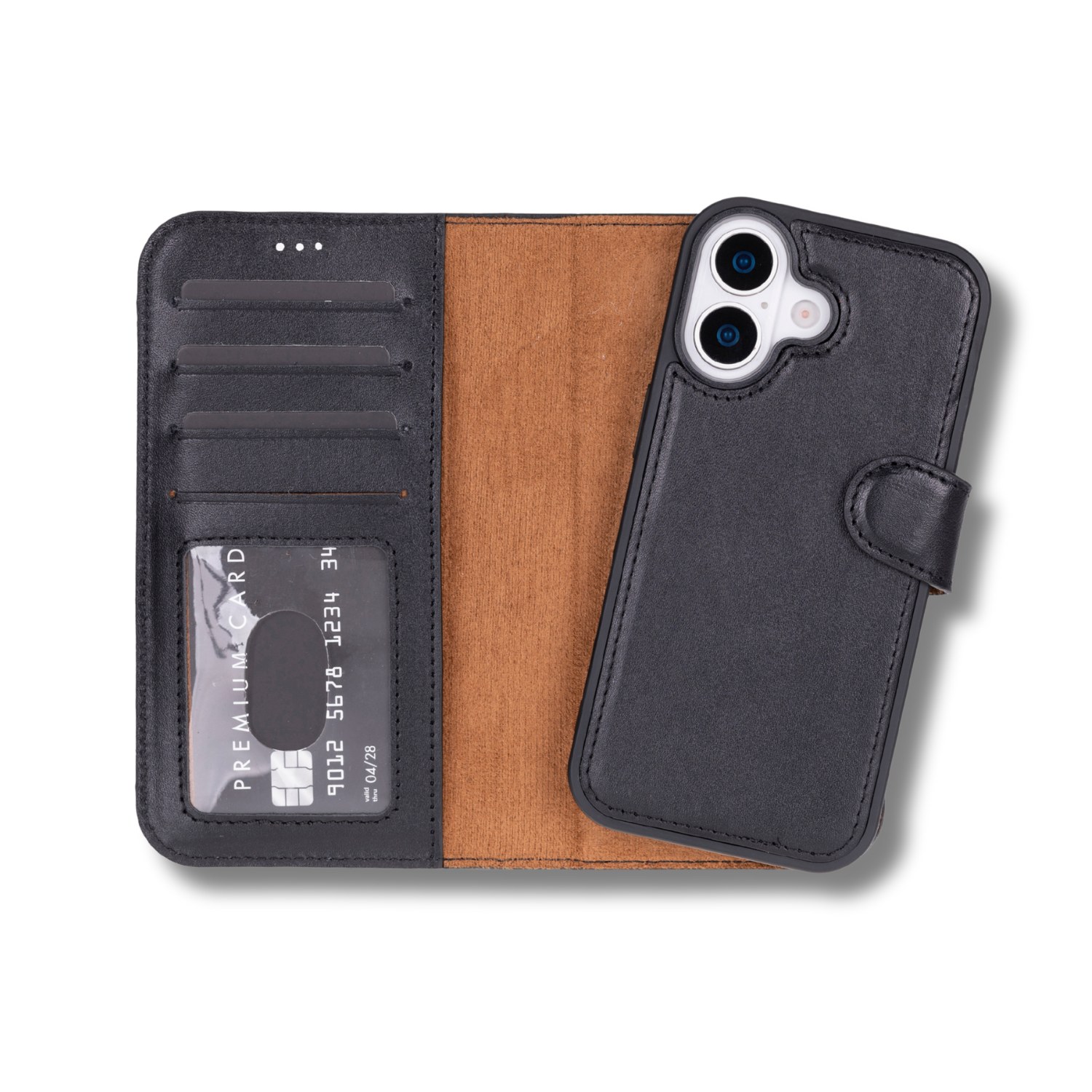 Leathere Iphone Onyedi Wallet Case – Black - New York In Black