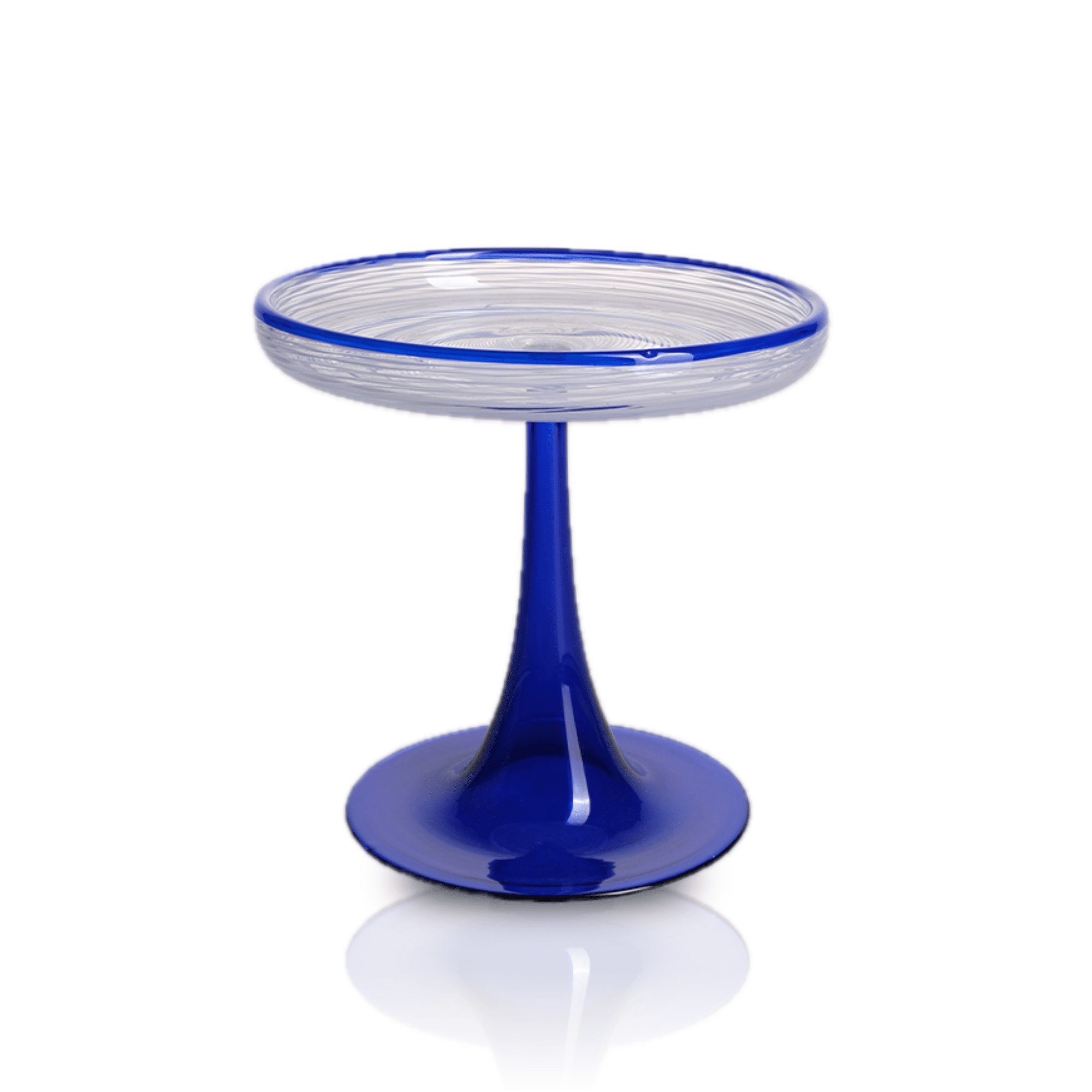 Marleth Blue / White Supporto Blu Low Glass Pedestal Bowl
