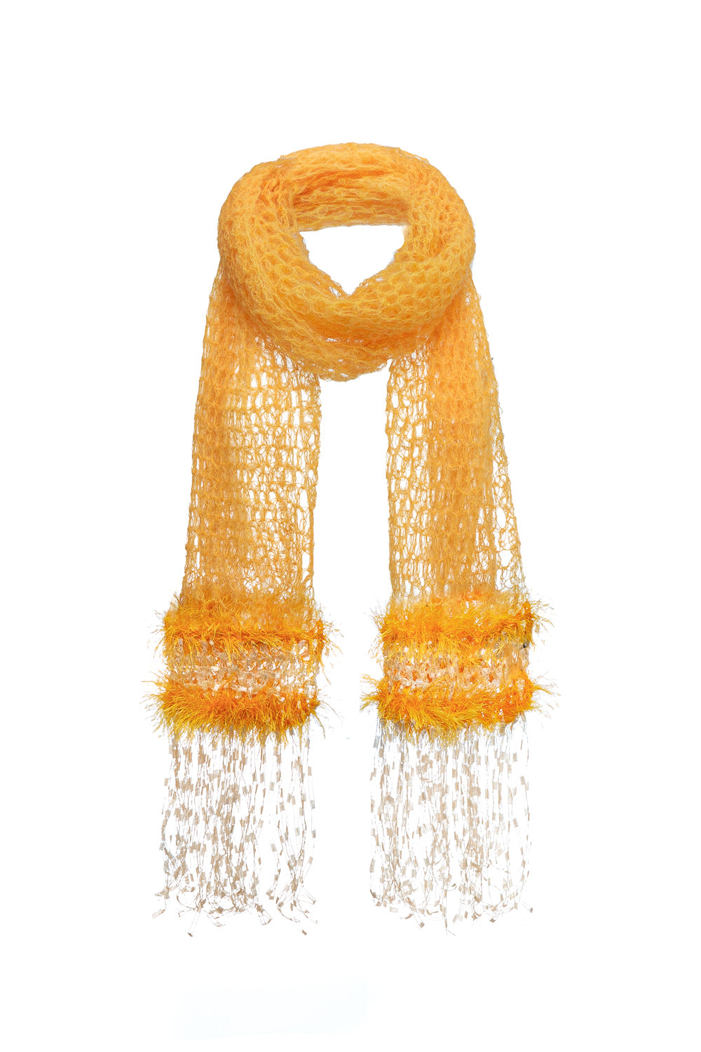 Women’s Yellow / Orange Yellow Cashmere Handmade Knit Scarf One Size Andreeva