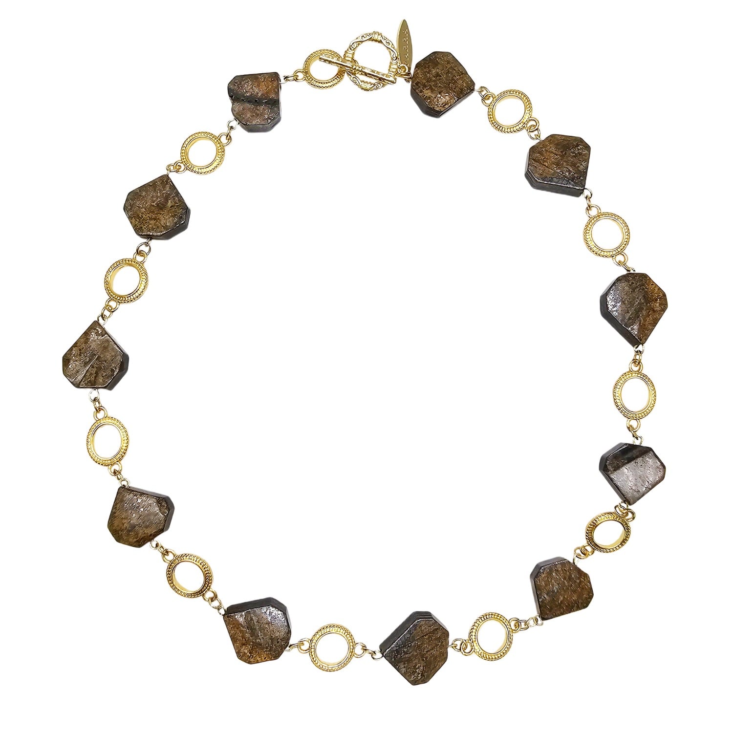 Farra Women's Brown Tiger-eye Stone With Chain Modern Necklace In Brown