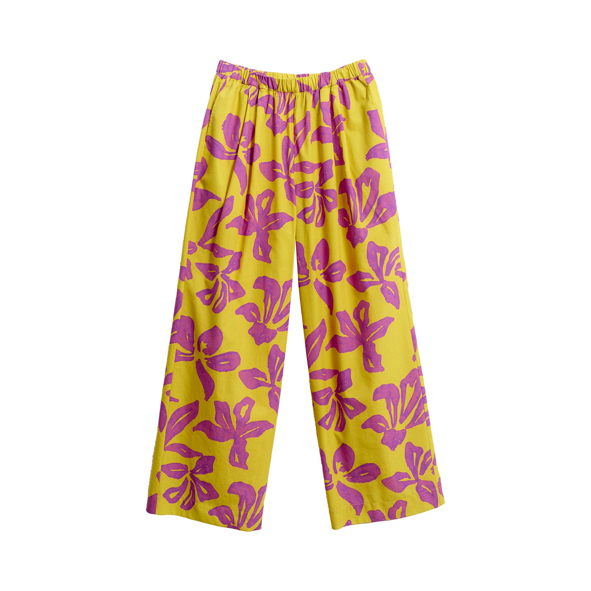 Lost Pattern Nyc Women's Tropical Bliss Wide-leg Pants - Golden Hour In Gold