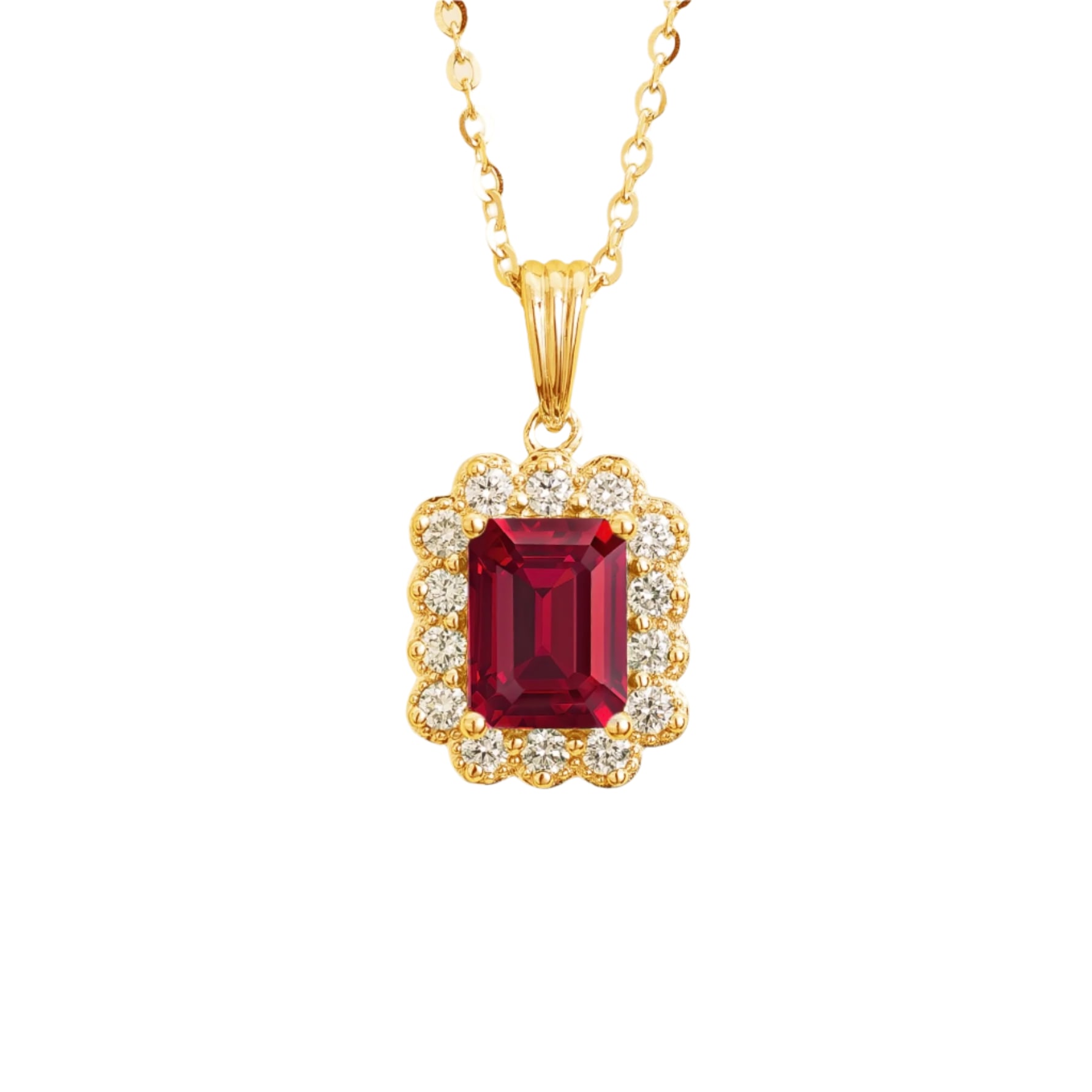 Juvetti Women's White / Red / Gold Verda Gold Necklace In Ruby & Diamonds