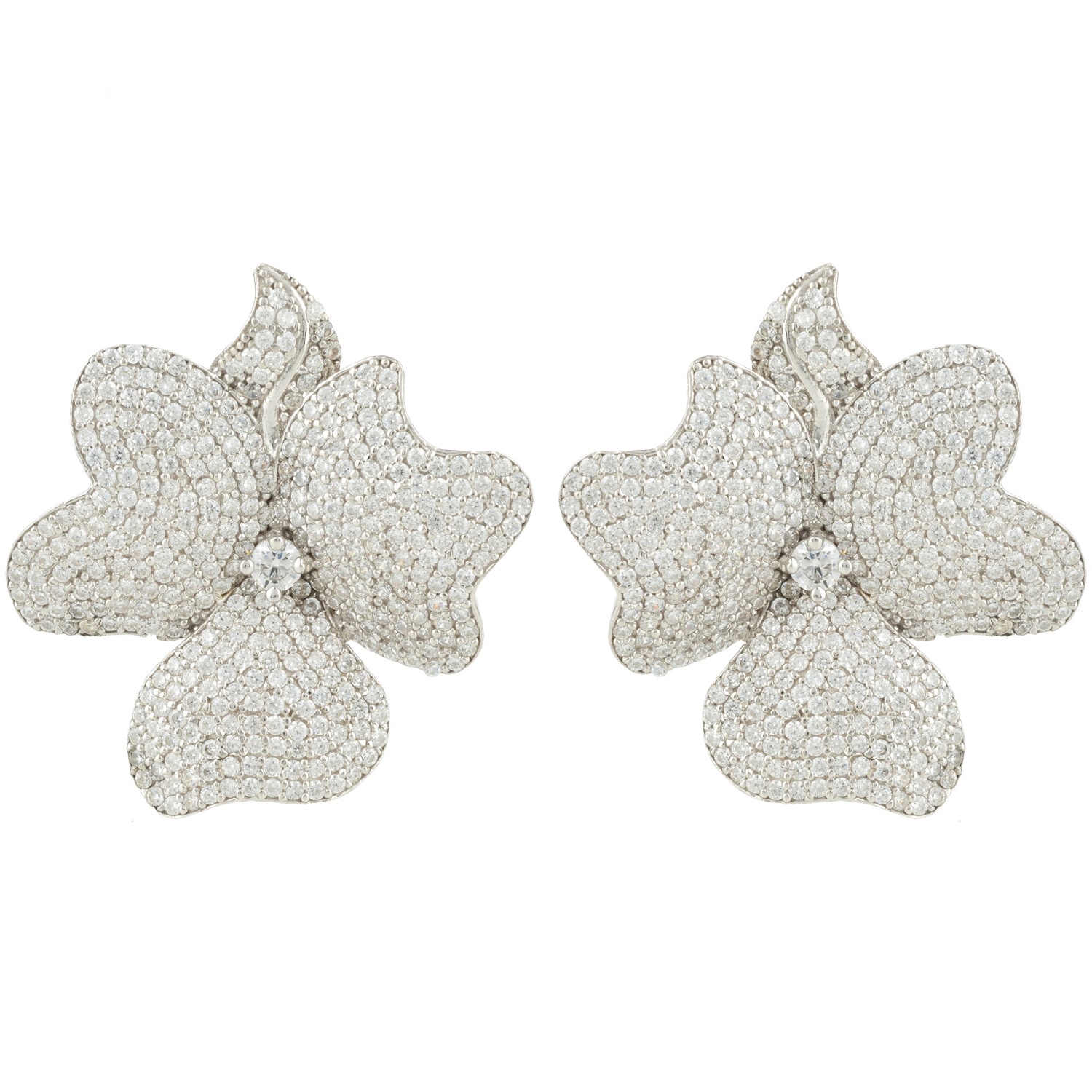 Fashion Large Flower Diamond Earrings – Seliste Jewellery