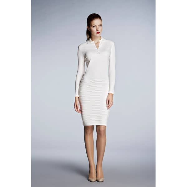 Rumour London Olivia Ivory Soft Merino Wool Blend Knitted Dress In Knitted