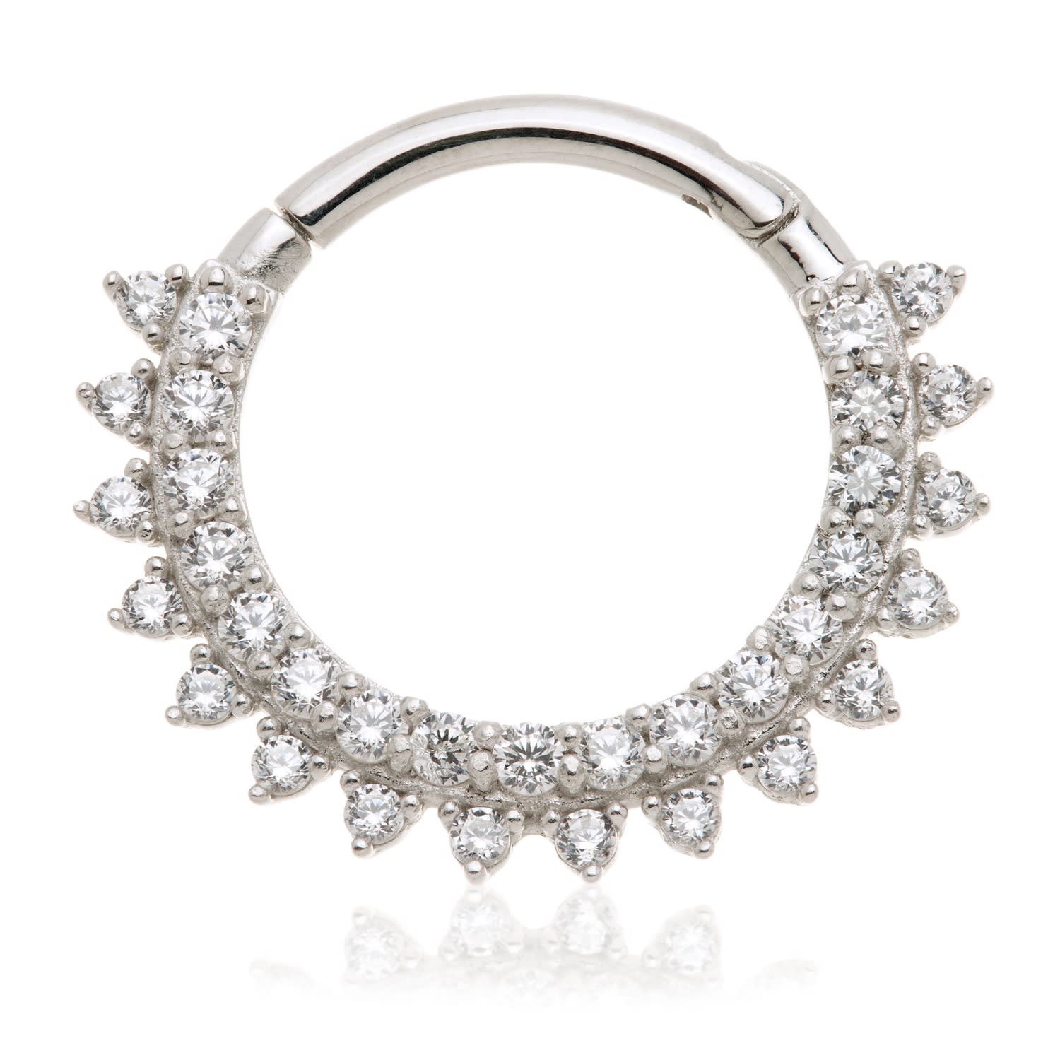 Tish Lyon Women's Selene Solid Gold Multi Gem Daith & Septum Ring - White Gold