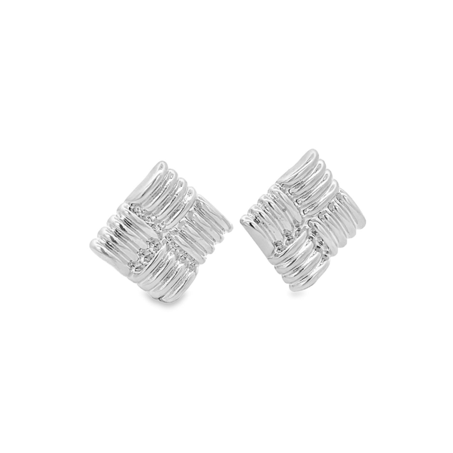 Shymi Textured Square Statement Earrings In Metallic