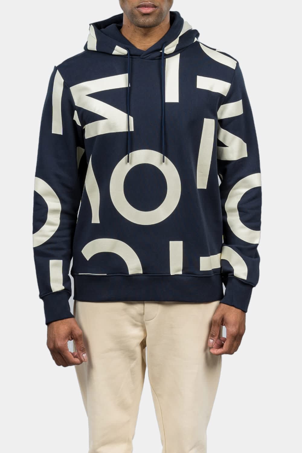 Kenzo Monogram Jacquard Zipped Hoodie In Orange,beige,blue