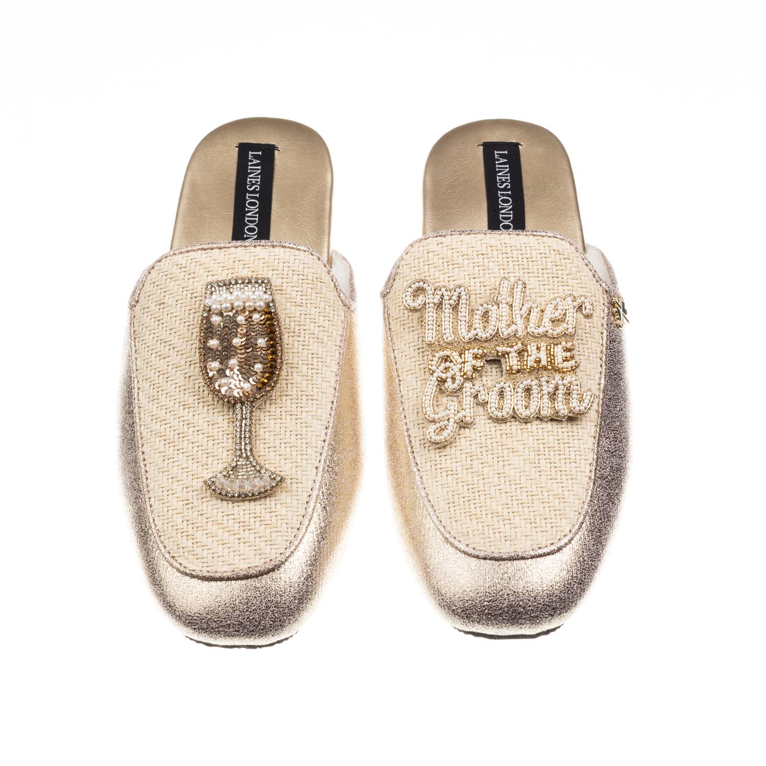 Laines London Women's Gold / Neutrals Classic Mules With Mother Of The Groom Brooches - Cream & Gold In Gold