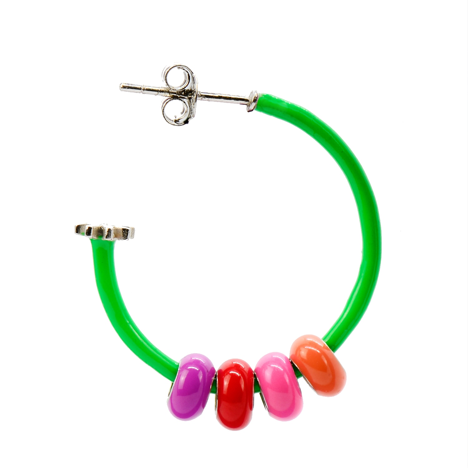 Pinnole Women's Green / Pink / Purple Caterpillar Earring Mix