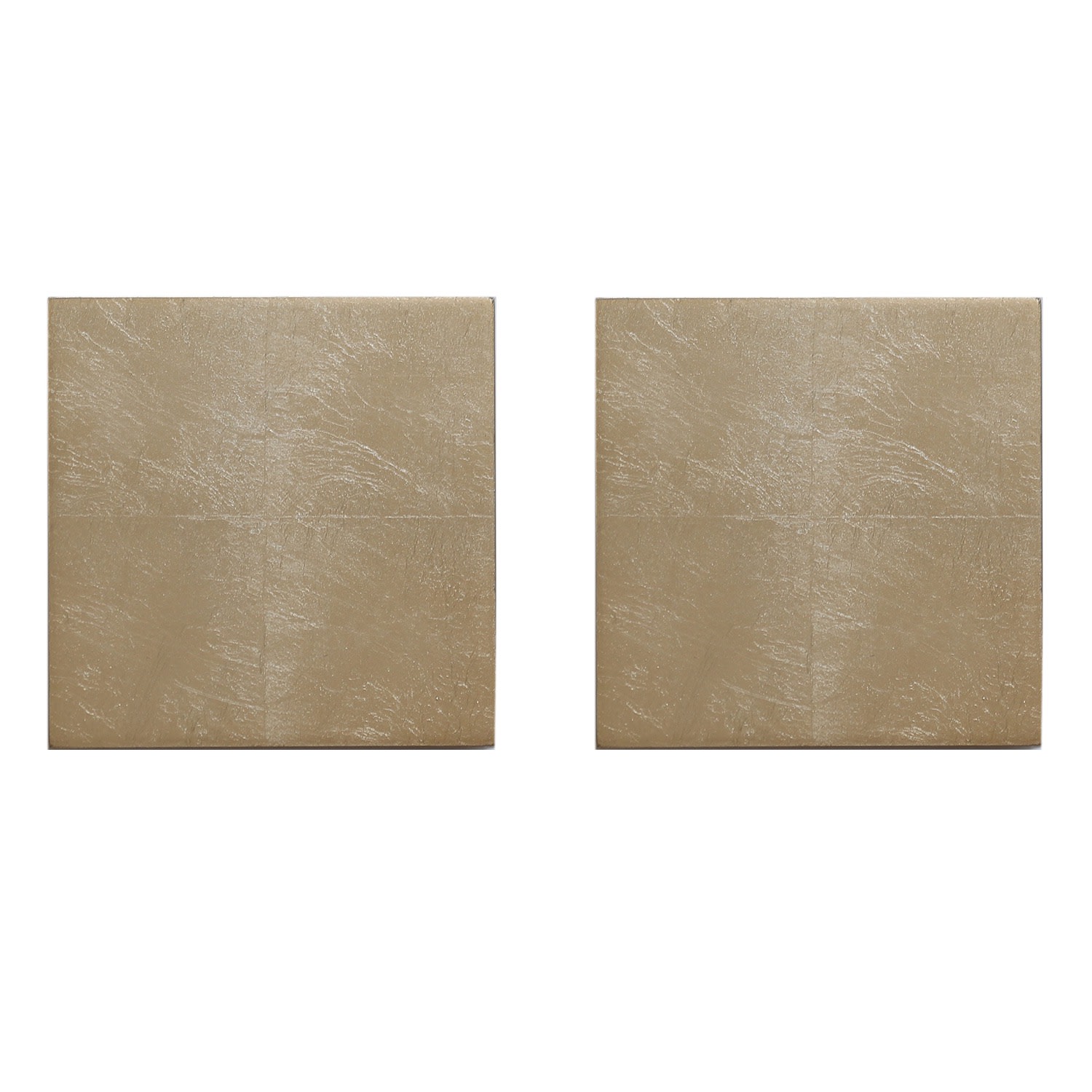 Posh Trading Company Neutrals Set Of Two Silver Leaf Coasters - Chic Matte Champagne